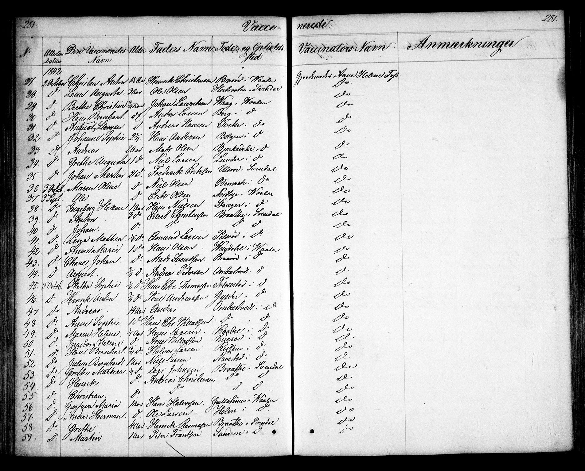 Våler prestekontor Kirkebøker, SAO/A-11083/F/Fa/L0006: Parish register (official) no. I 6, 1840-1861, p. 281