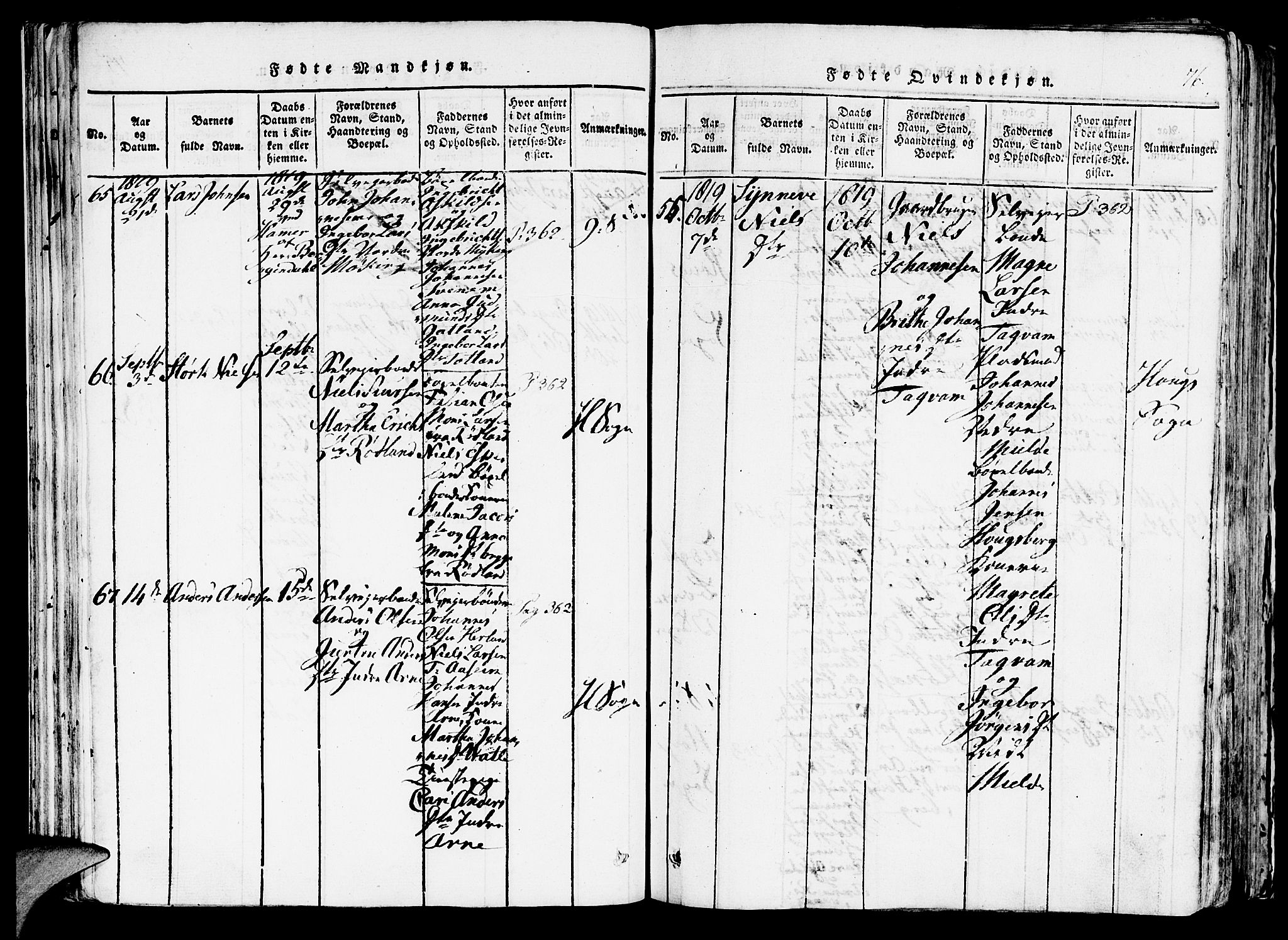 Haus sokneprestembete, SAB/A-75601/H/Haa: Parish register (official) no. A 12, 1816-1821, p. 76