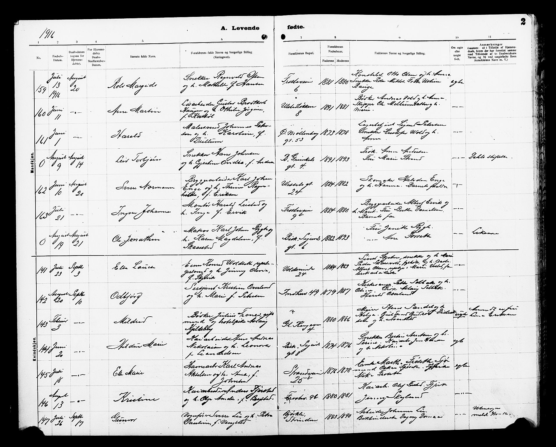 Ministerialprotokoller, klokkerbøker og fødselsregistre - Sør-Trøndelag, AV/SAT-A-1456/605/L0256: Parish register (copy) no. 605C03, 1916-1920, p. 2