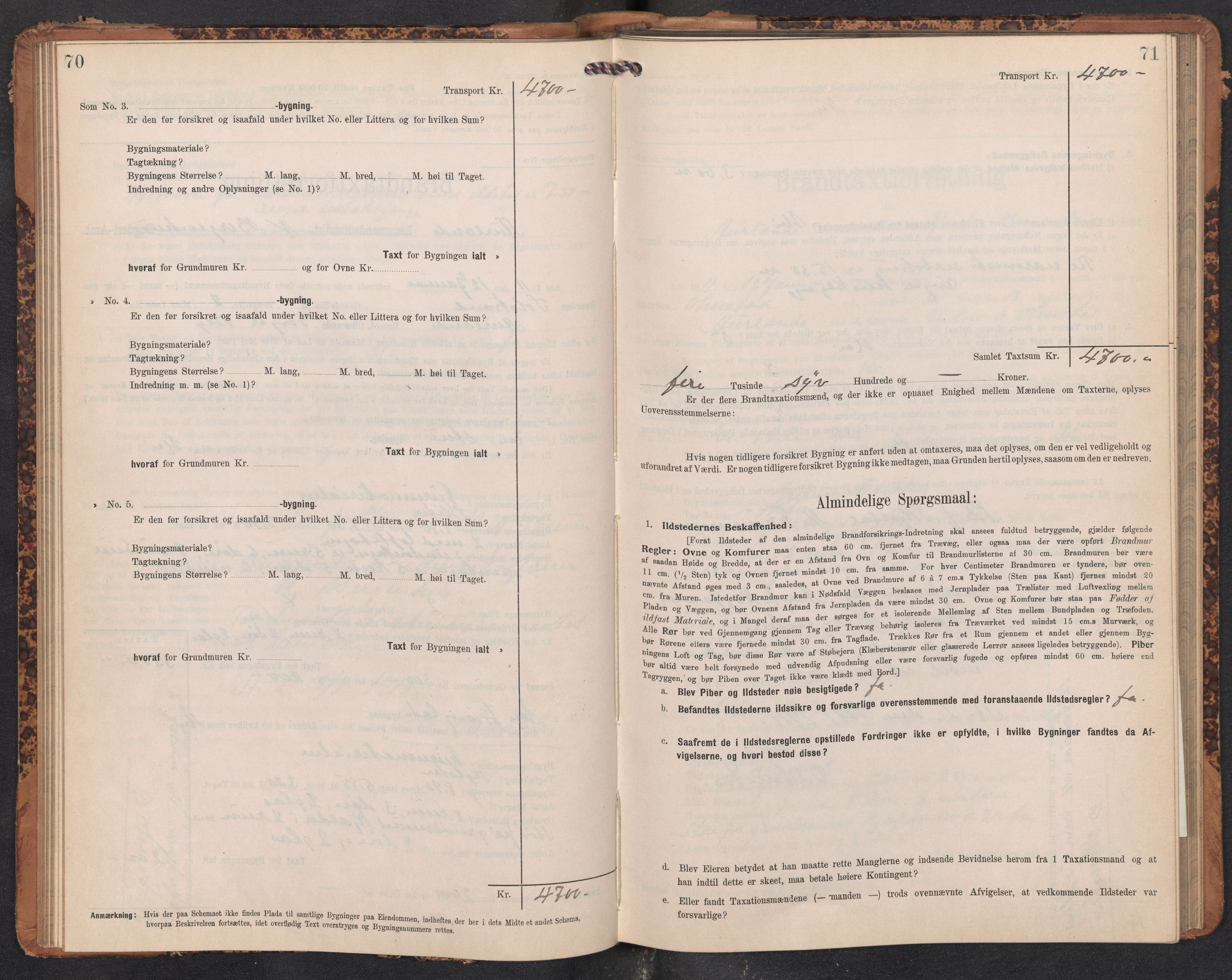 Lensmannen i Aurland, SAB/A-26401/0012/L0005: Branntakstprotokoll, skjematakst, 1909-1916, p. 70-71