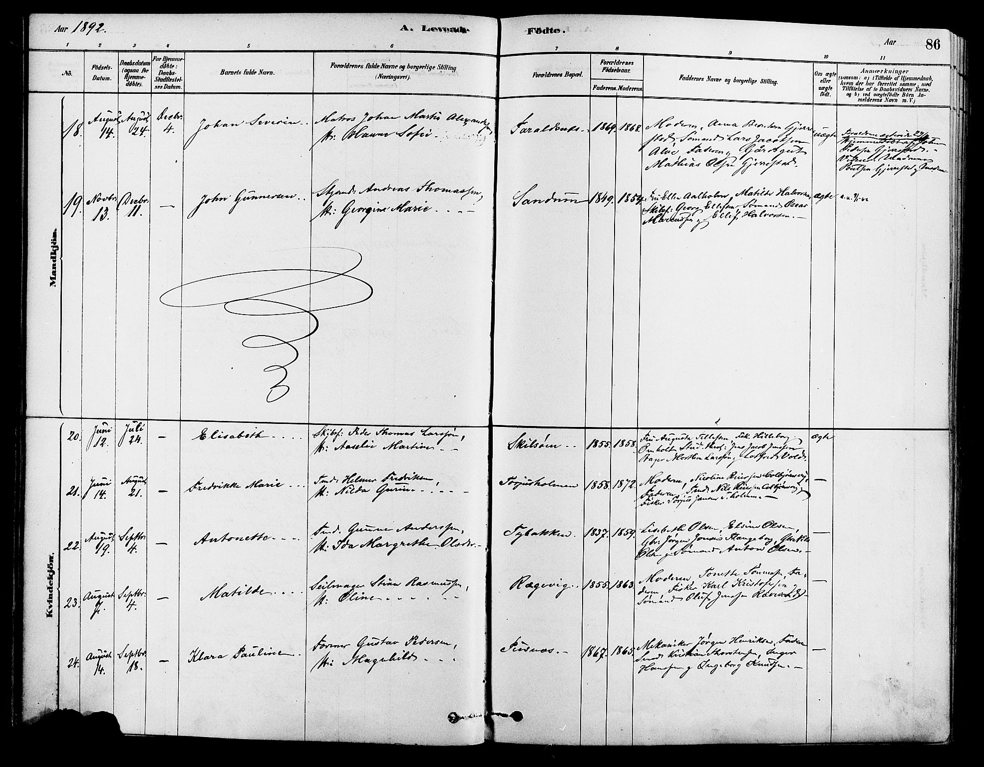 Tromøy sokneprestkontor, AV/SAK-1111-0041/F/Fa/L0009: Parish register (official) no. A 9, 1878-1896, p. 86