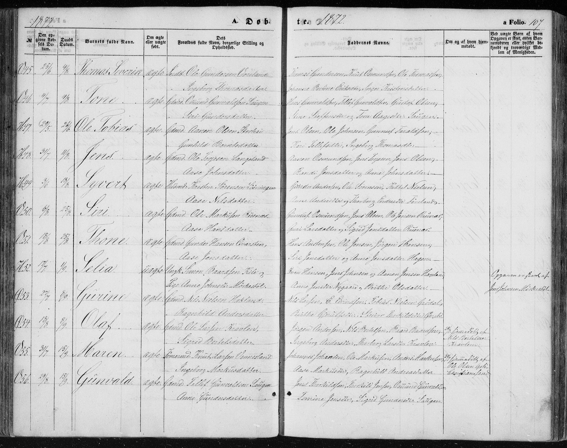 Vennesla sokneprestkontor, AV/SAK-1111-0045/Fa/Fac/L0007: Parish register (official) no. A 7, 1855-1873, p. 107