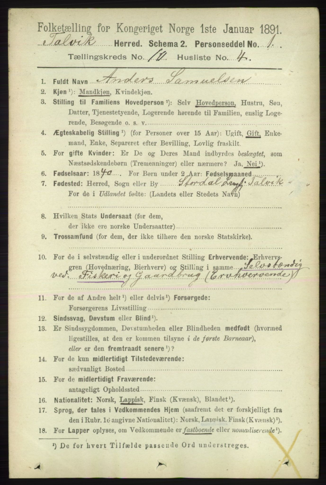 RA, 1891 census for 2013 Talvik, 1891, p. 2358