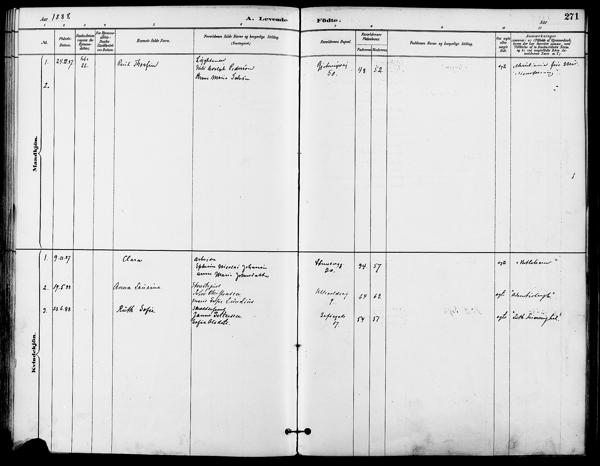 Gamle Aker prestekontor Kirkebøker, SAO/A-10617a/F/L0008: Parish register (official) no. 8, 1887-1896, p. 271