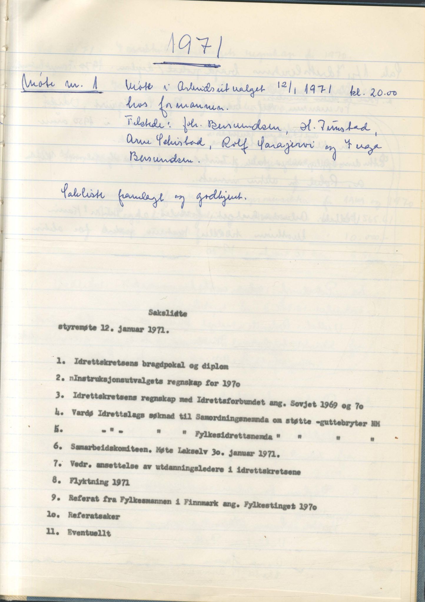 Aust-Finnmark Idrettskrets , FMFB/A-1041/A/L0007: Møteprotokoll for arbeidsutvalg, 1963-1971, p. 266