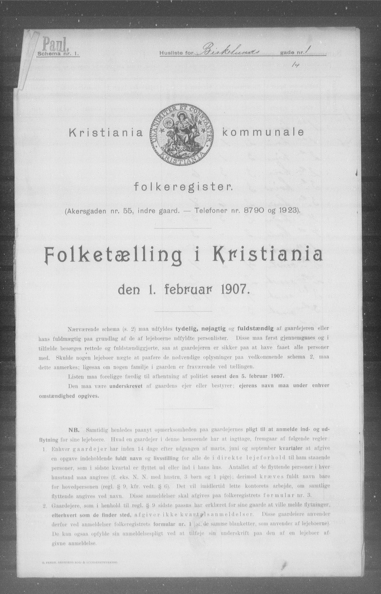 OBA, Municipal Census 1907 for Kristiania, 1907, p. 2821