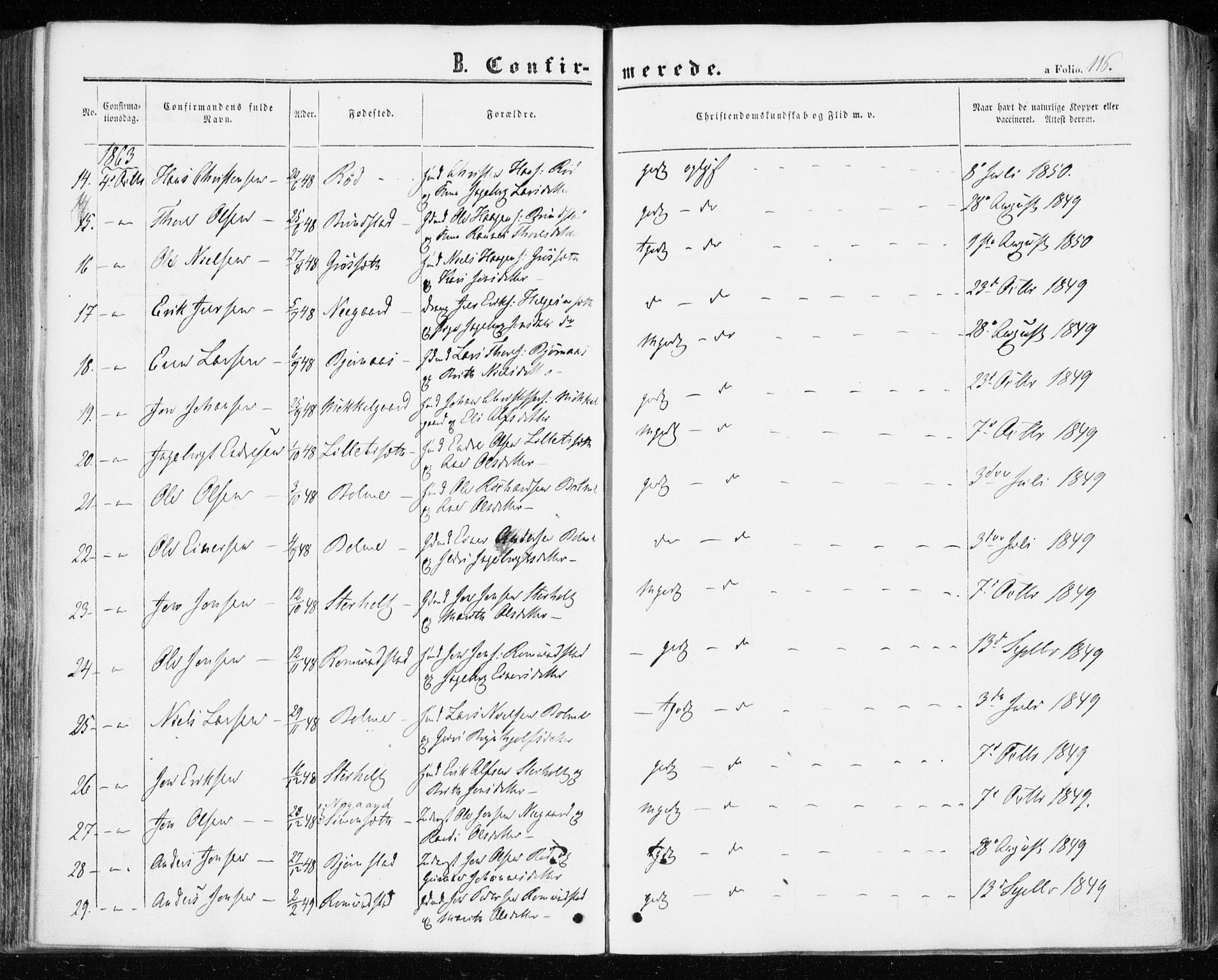 Ministerialprotokoller, klokkerbøker og fødselsregistre - Møre og Romsdal, AV/SAT-A-1454/598/L1067: Parish register (official) no. 598A01, 1858-1871, p. 116