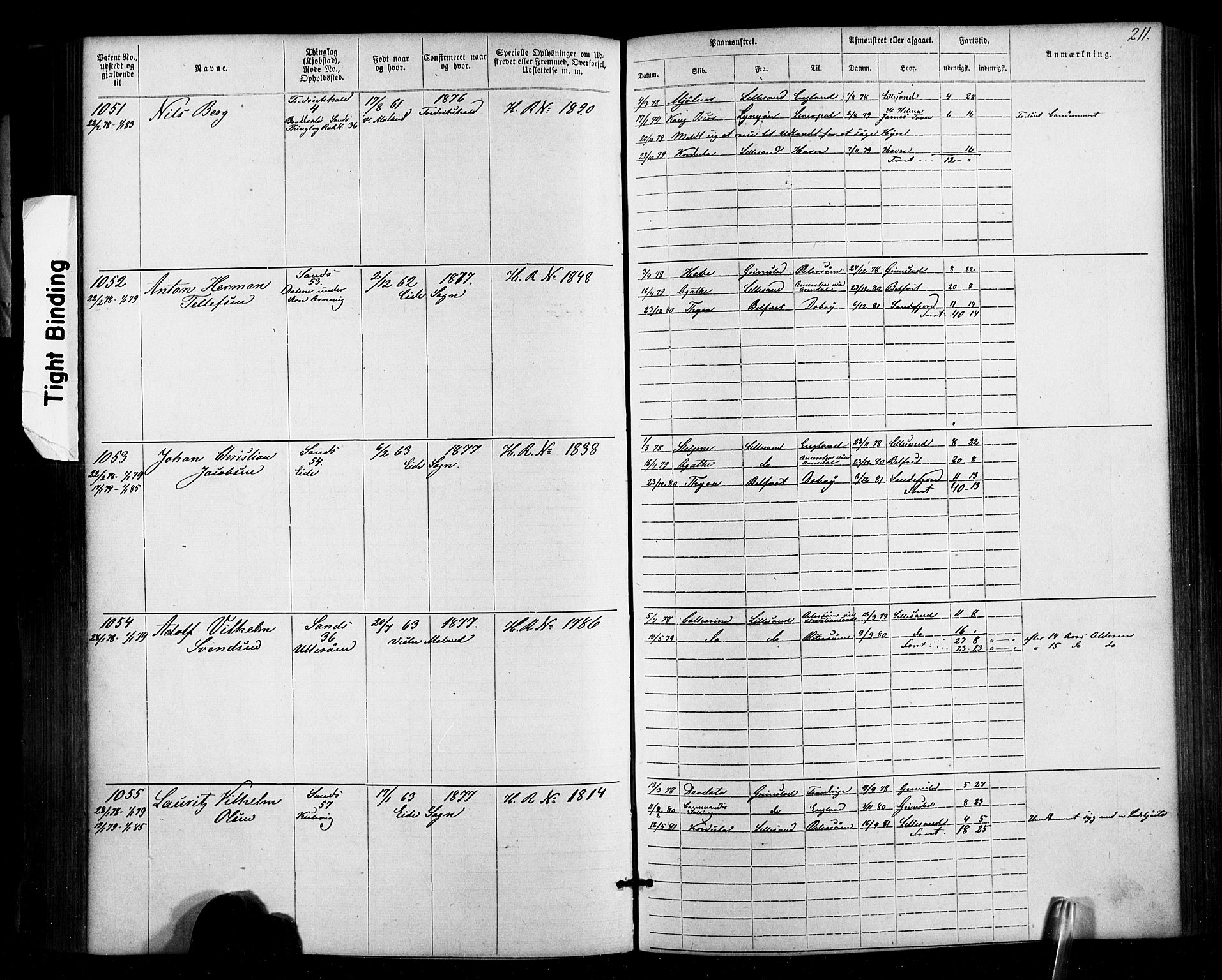 Lillesand mønstringskrets, SAK/2031-0014/F/Fa/L0002: Annotasjonsrulle nr 1-1910 med register, W-8, 1868-1891, p. 217