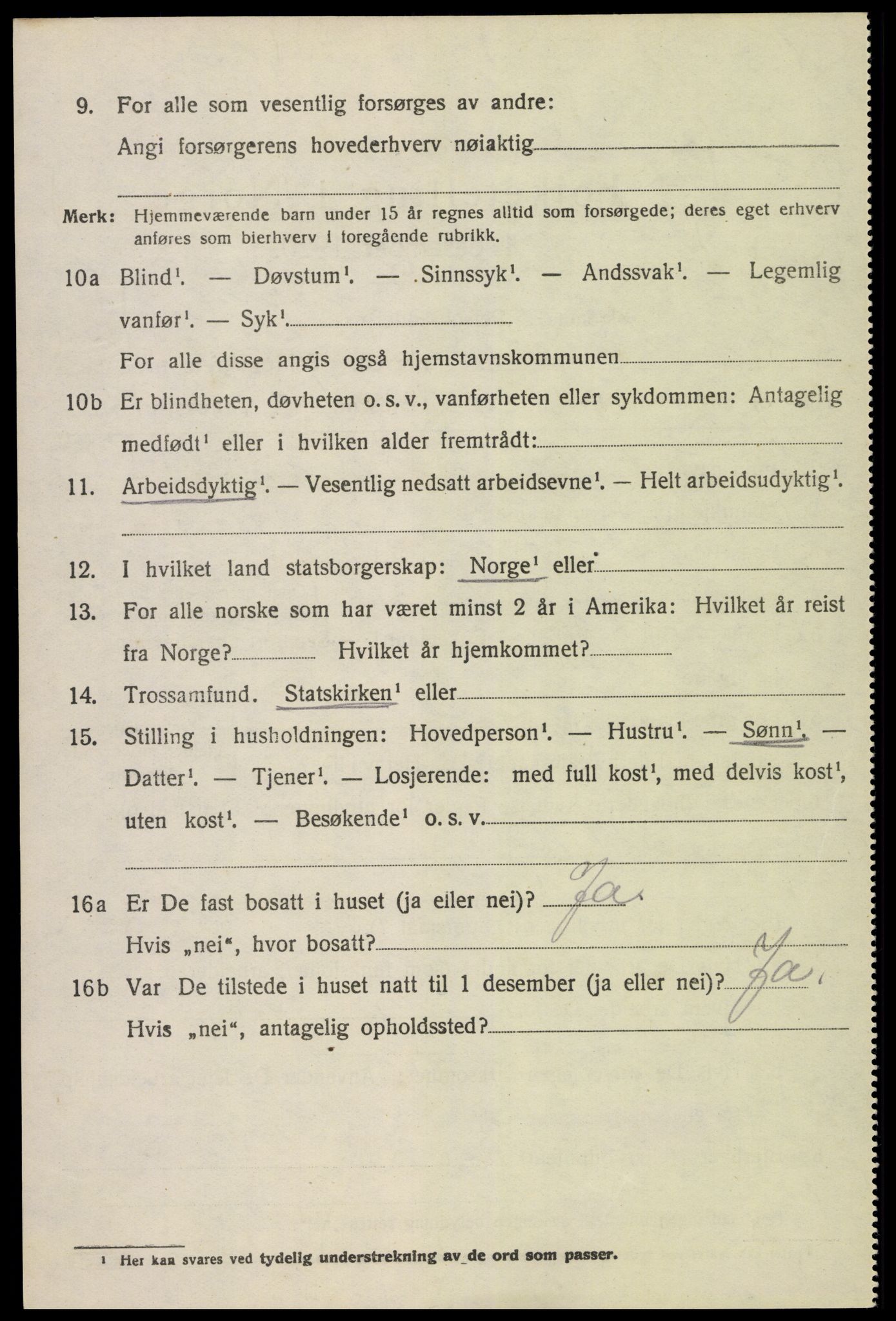 SAK, 1920 census for Øyestad, 1920, p. 3033