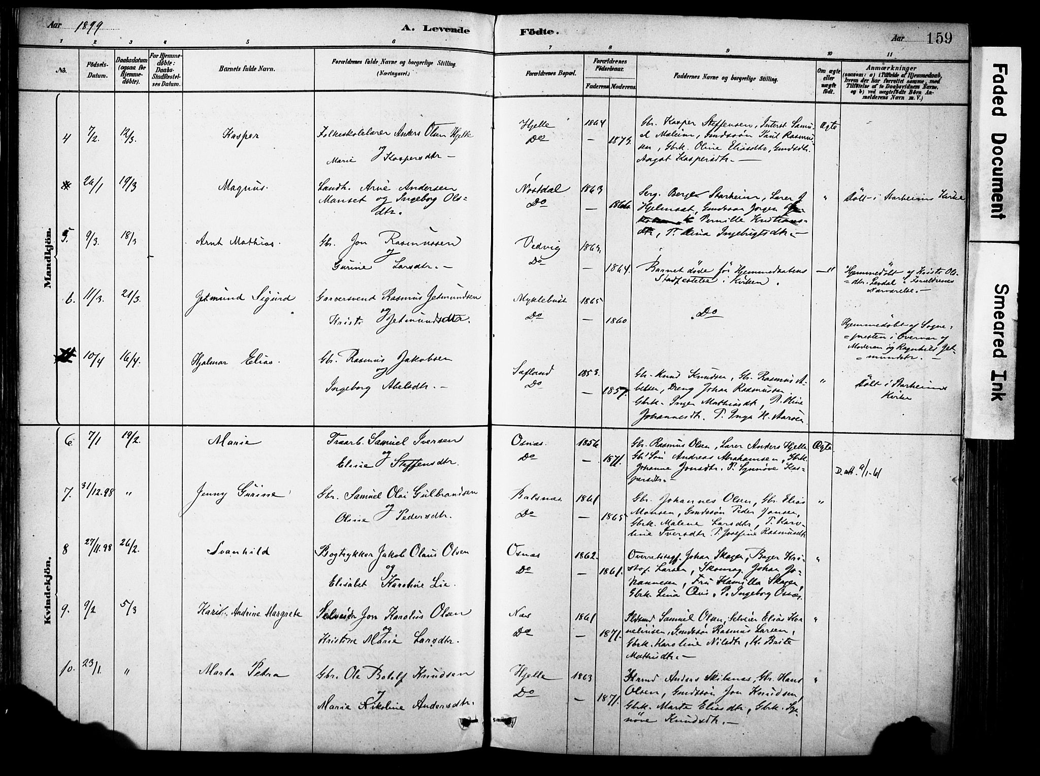 Eid sokneprestembete, AV/SAB-A-82301/H/Haa/Haab/L0001: Parish register (official) no. B 1, 1879-1906, p. 159