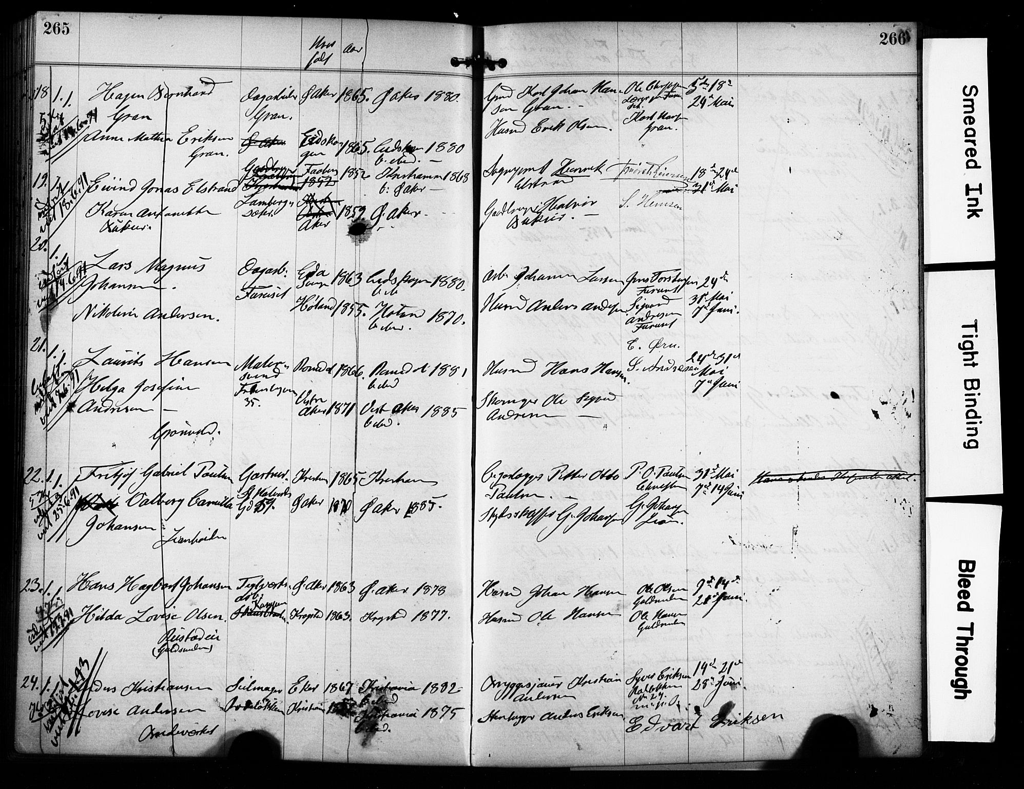 Østre Aker prestekontor Kirkebøker, AV/SAO-A-10840/H/Ha/L0004: Banns register no. I 4, 1878-1901, p. 265-266