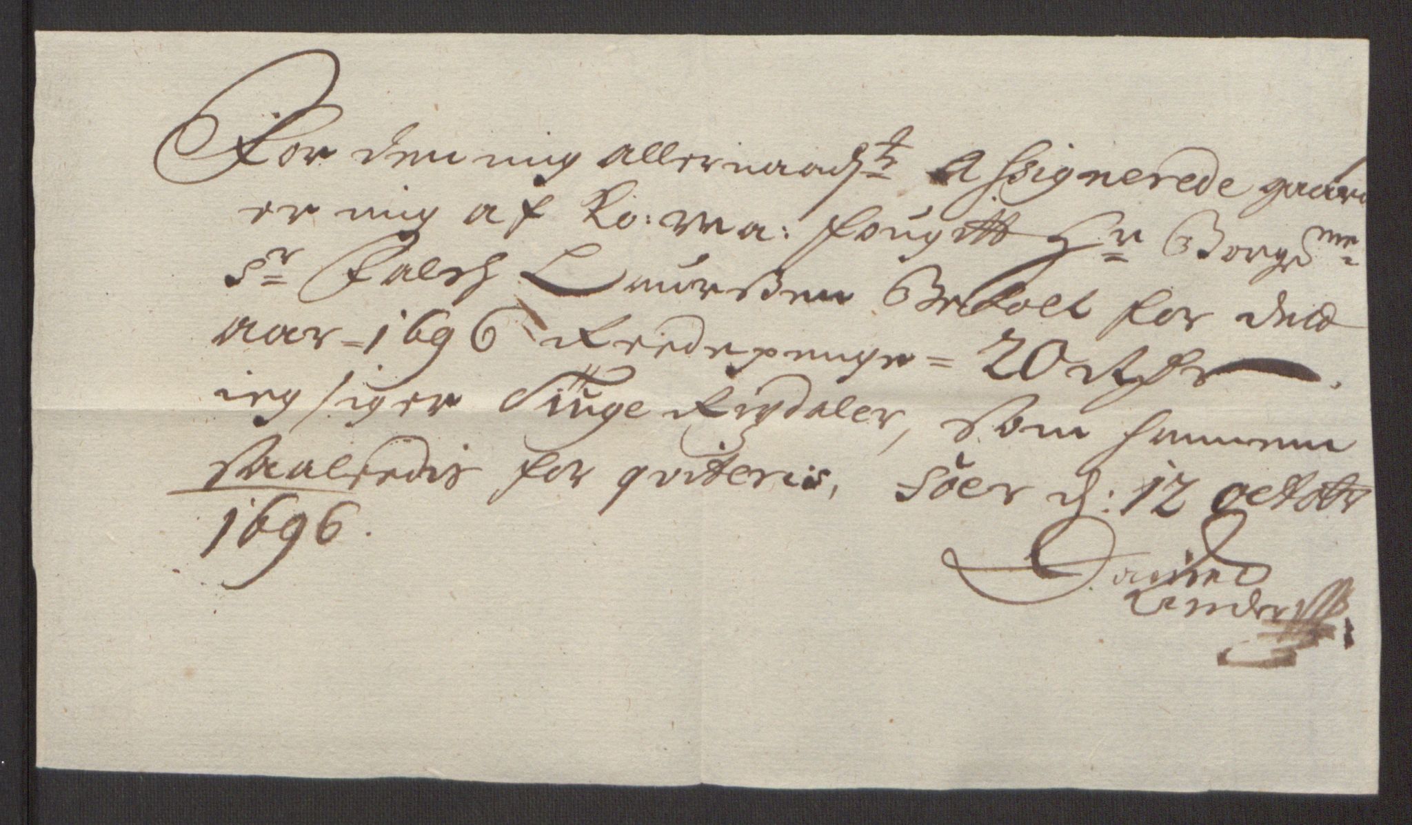 Rentekammeret inntil 1814, Reviderte regnskaper, Fogderegnskap, RA/EA-4092/R48/L2976: Fogderegnskap Sunnhordland og Hardanger, 1695-1696, p. 372