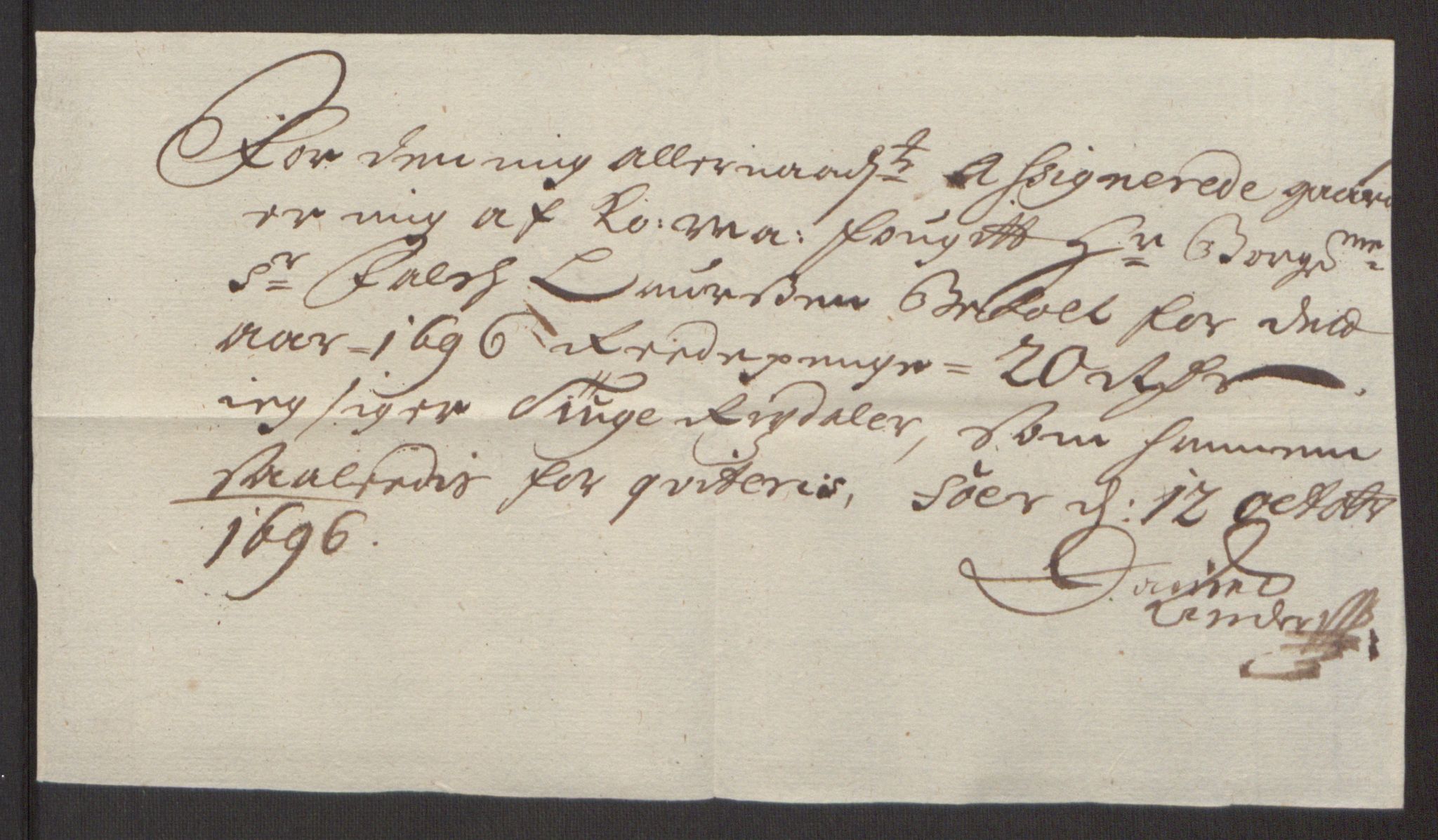 Rentekammeret inntil 1814, Reviderte regnskaper, Fogderegnskap, AV/RA-EA-4092/R48/L2976: Fogderegnskap Sunnhordland og Hardanger, 1695-1696, p. 372