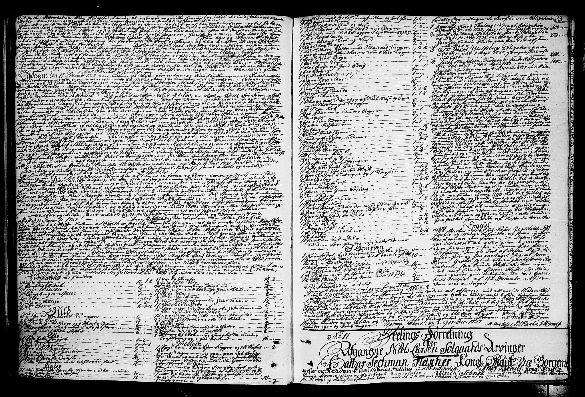 Oslo skifterett, AV/SAO-A-10383/H/Ha/L0008b: Skifteprotokoll, 1737-1741, p. 22b-23a