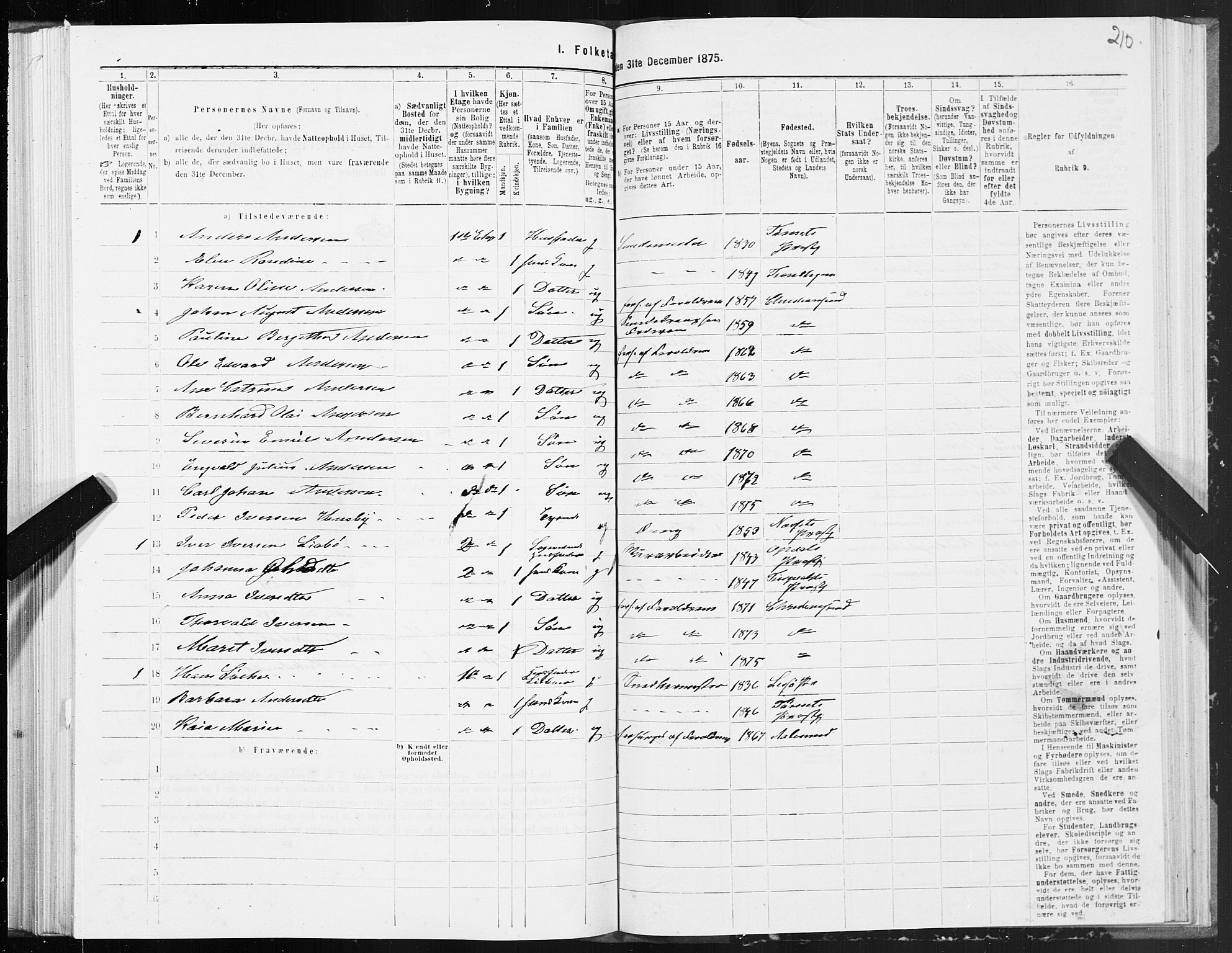 SAT, 1875 census for 1503B Kristiansund/Kristiansund, 1875, p. 2210