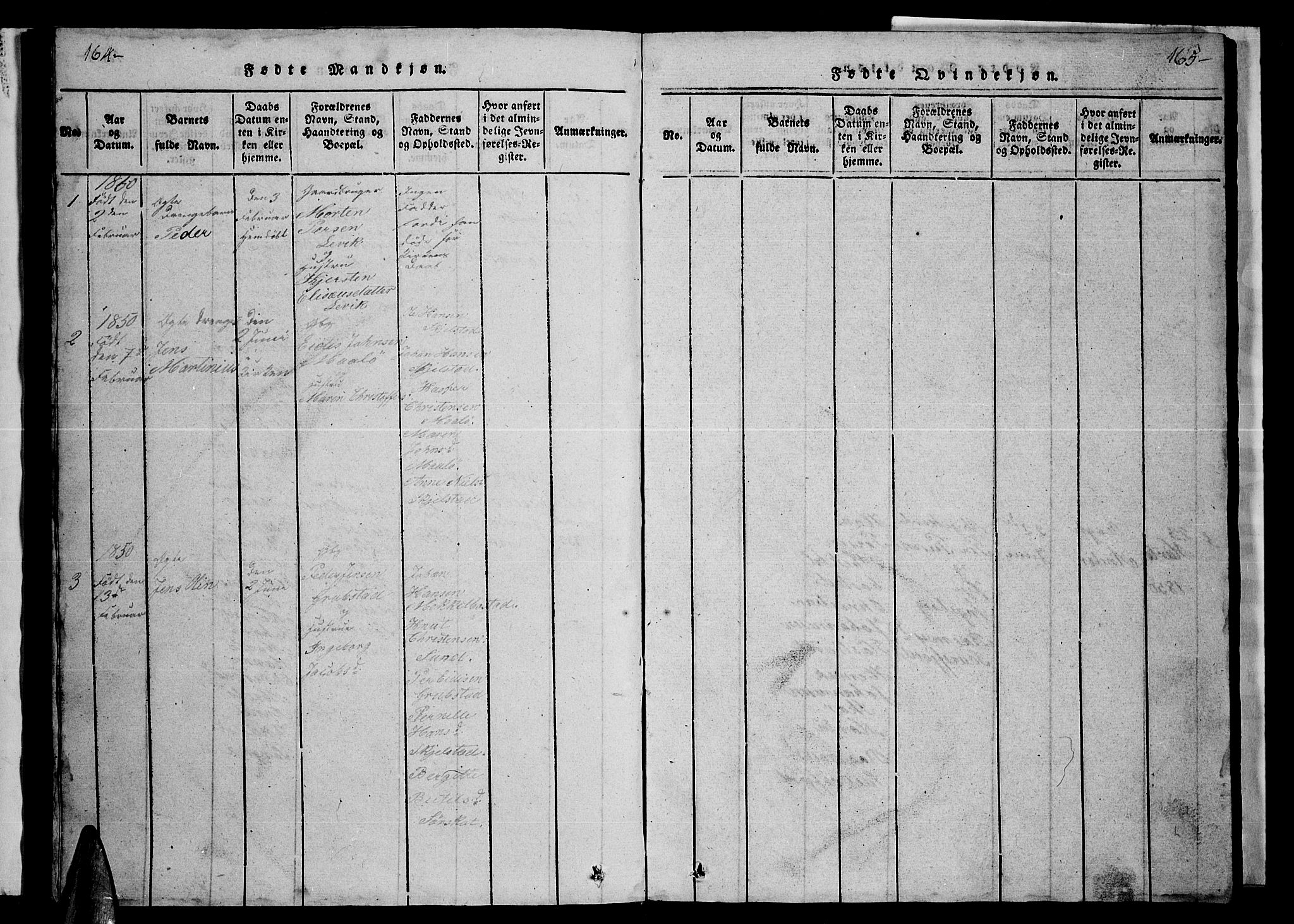 Ministerialprotokoller, klokkerbøker og fødselsregistre - Nordland, AV/SAT-A-1459/857/L0826: Parish register (copy) no. 857C01, 1821-1852, p. 164-165