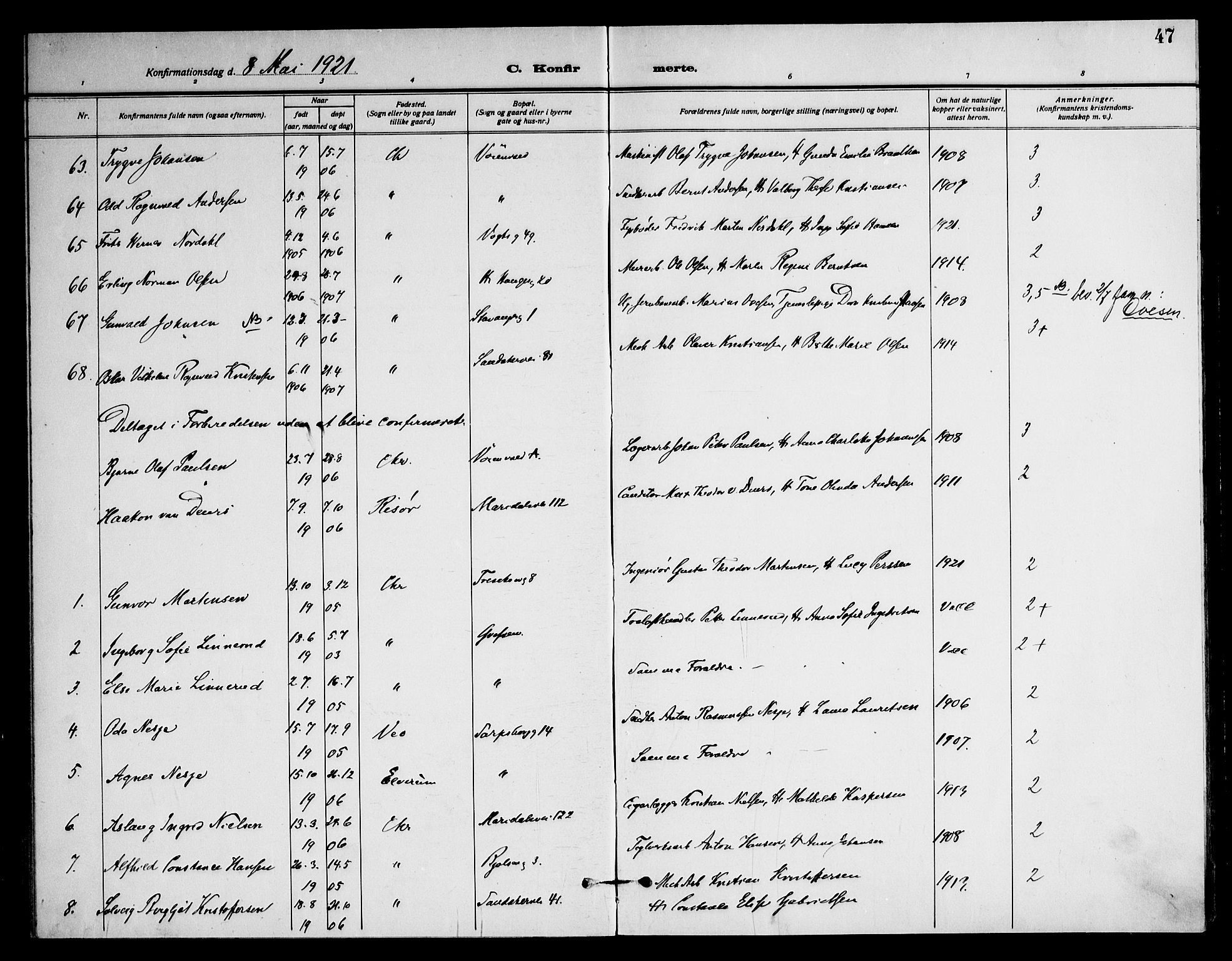 Sagene prestekontor Kirkebøker, AV/SAO-A-10796/F/L0011: Parish register (official) no. 11, 1919-1925, p. 47