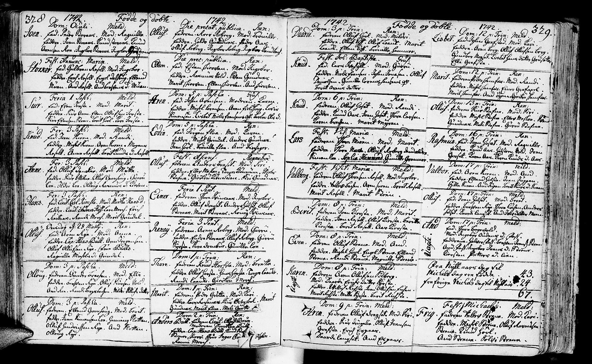 Ministerialprotokoller, klokkerbøker og fødselsregistre - Sør-Trøndelag, SAT/A-1456/672/L0850: Parish register (official) no. 672A03, 1725-1751, p. 328-329