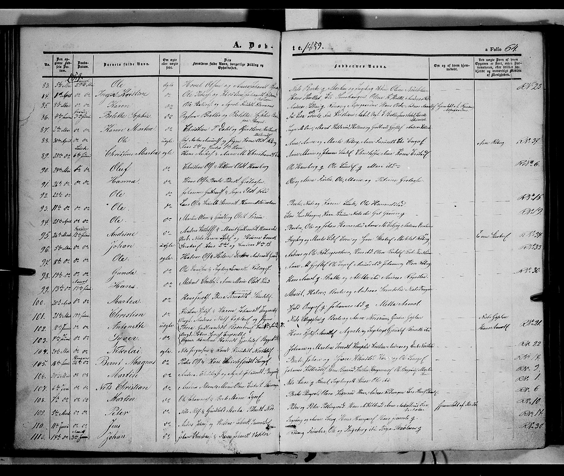 Land prestekontor, AV/SAH-PREST-120/H/Ha/Haa/L0010: Parish register (official) no. 10, 1847-1859, p. 64