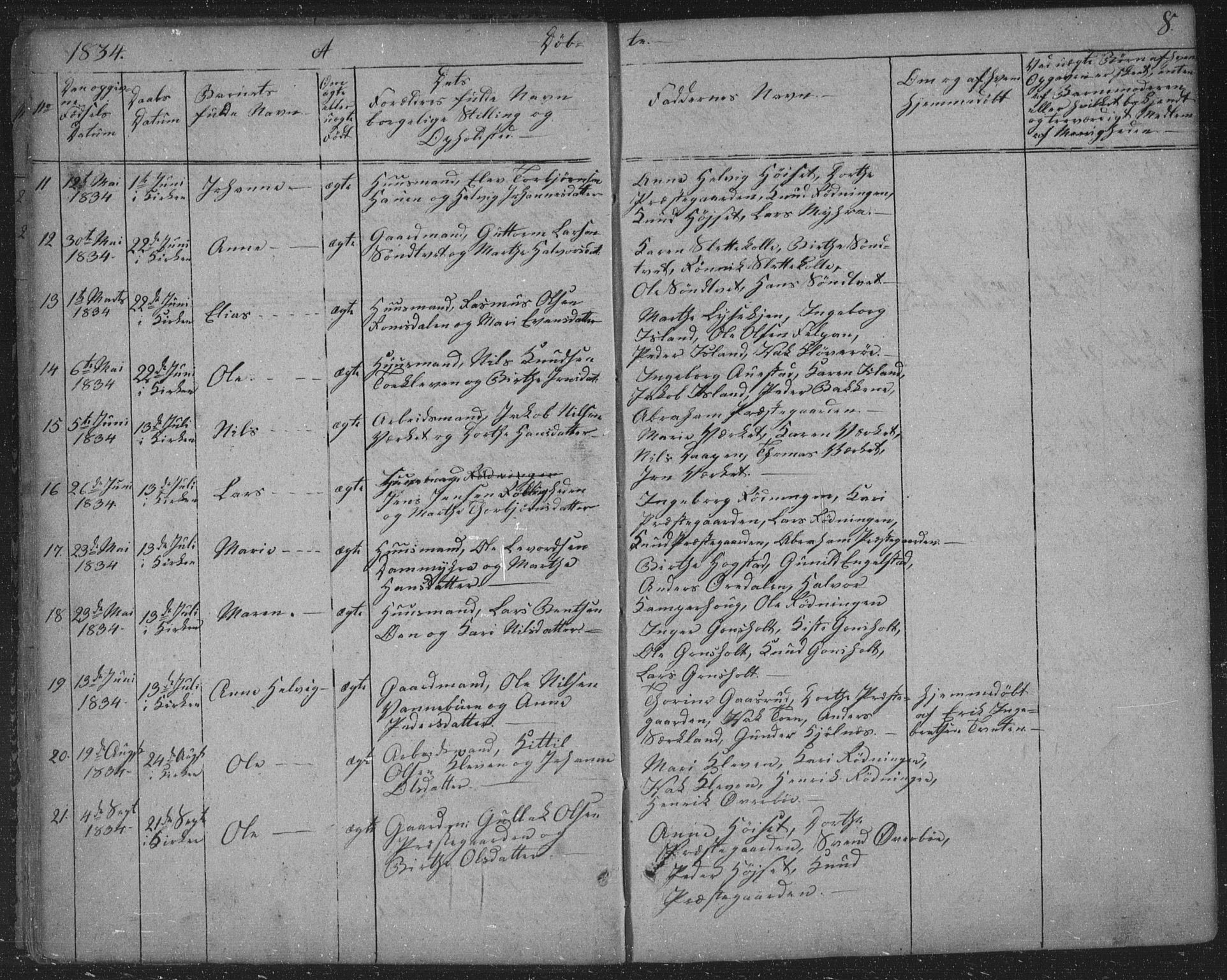 Siljan kirkebøker, SAKO/A-300/F/Fa/L0001: Parish register (official) no. 1, 1831-1870, p. 8