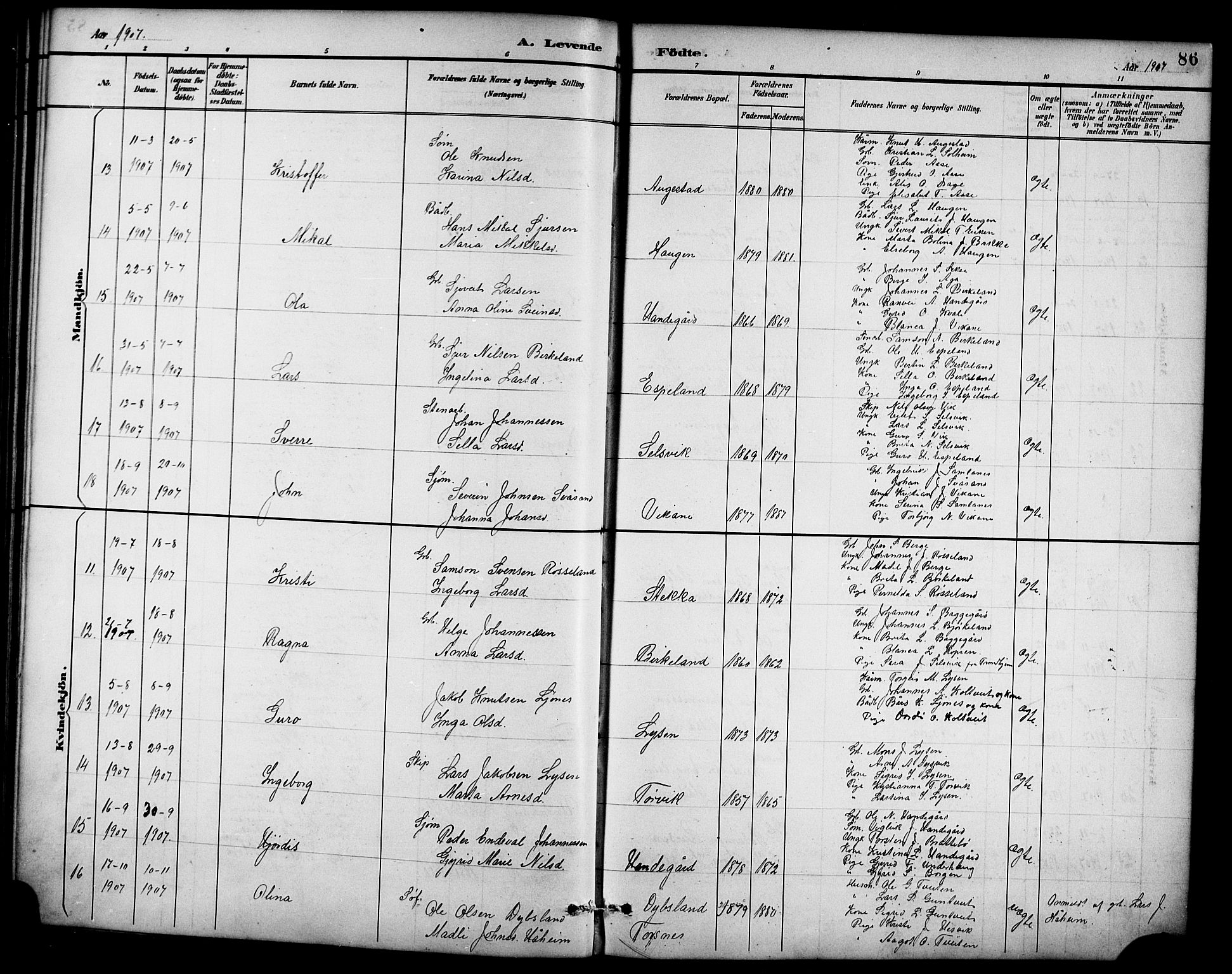 Ullensvang sokneprestembete, AV/SAB-A-78701/H/Hab: Parish register (copy) no. D 1, 1891-1908, p. 86