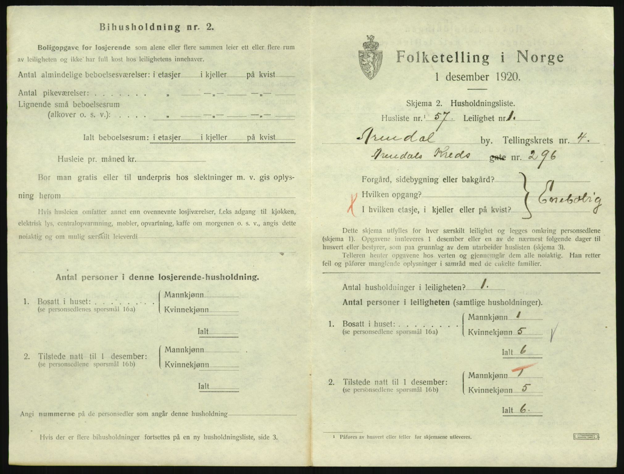 SAK, 1920 census for Arendal, 1920, p. 4838