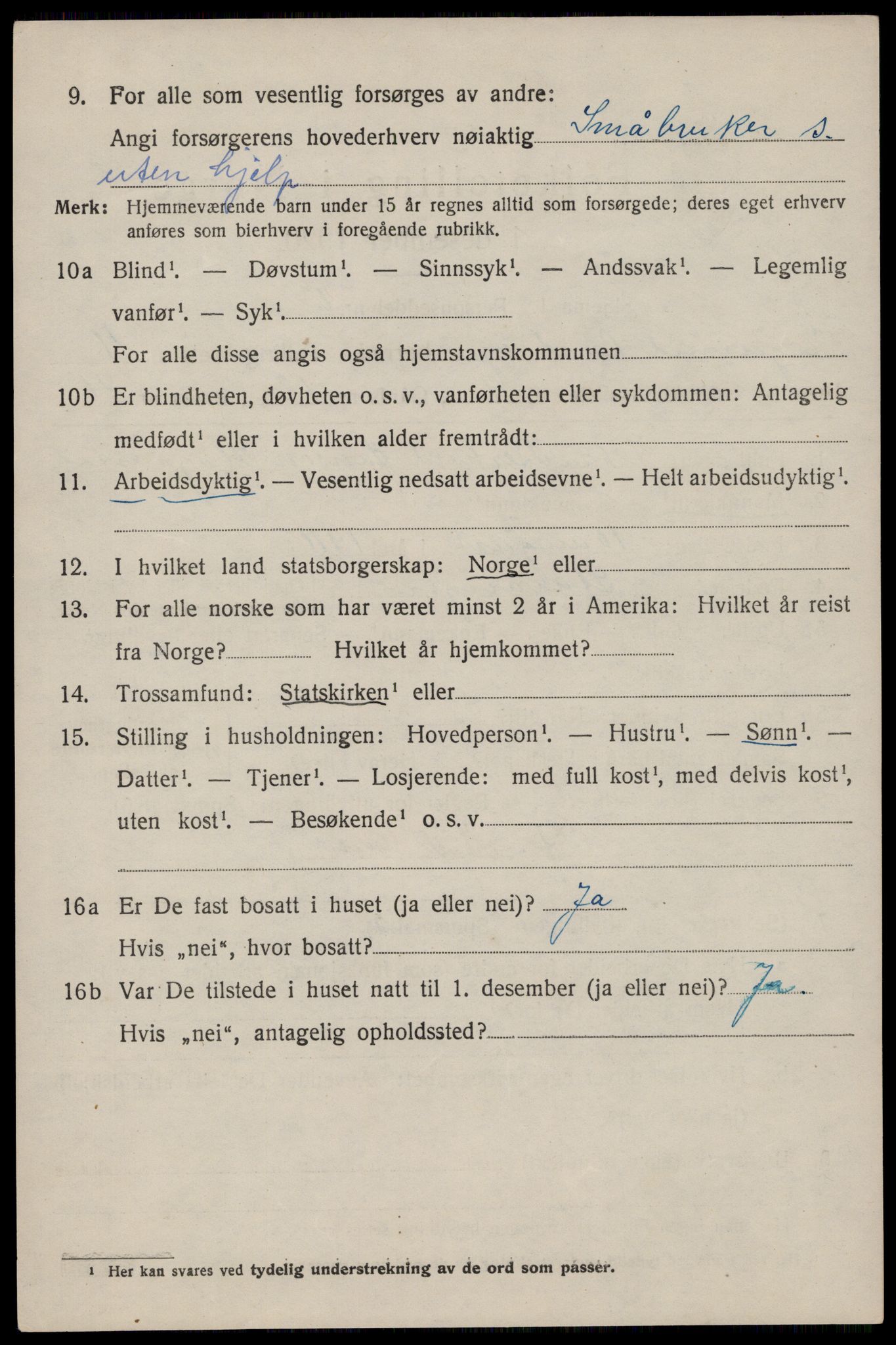 SAST, 1920 census for Eigersund, 1920, p. 2914