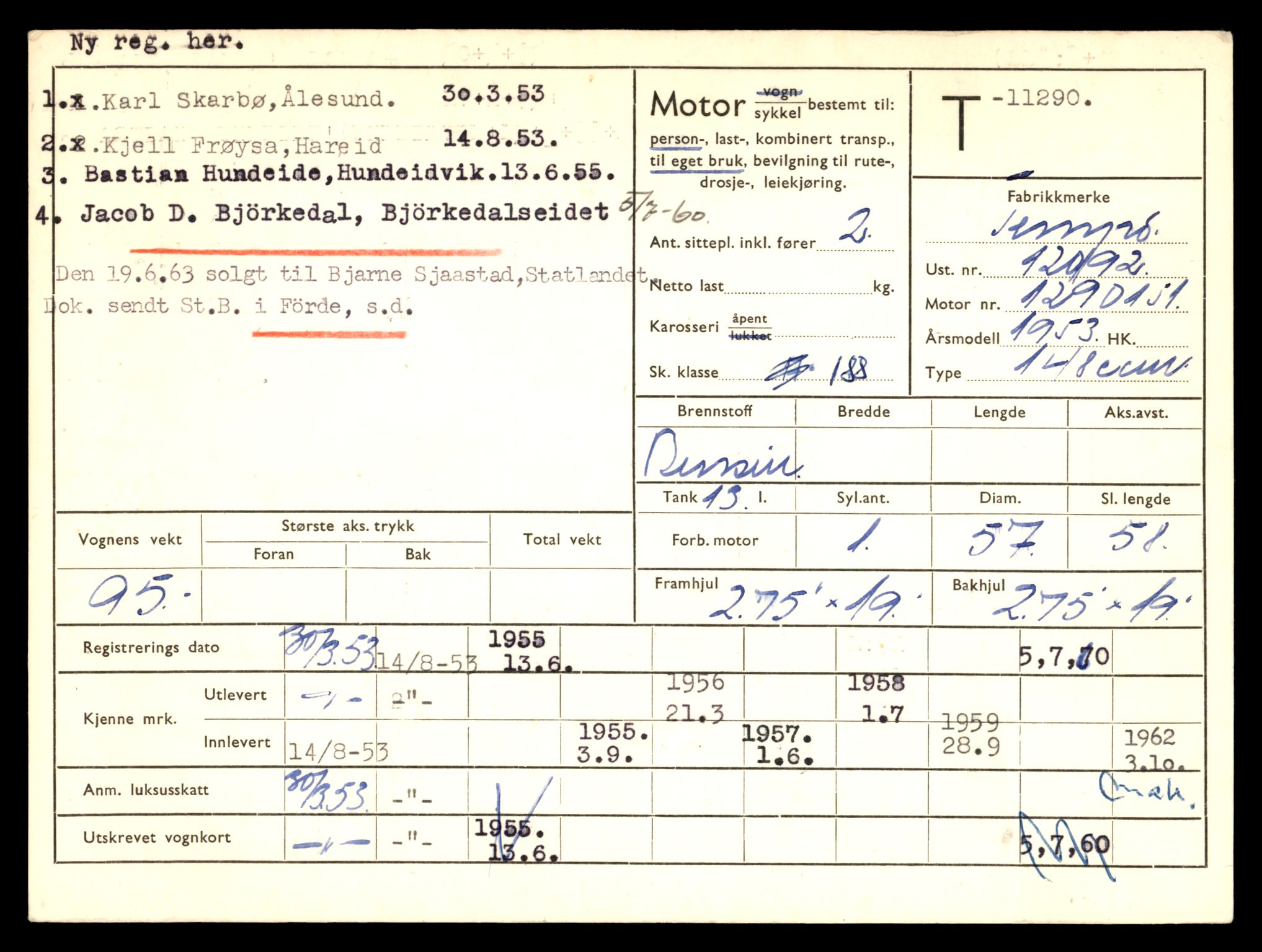 Møre og Romsdal vegkontor - Ålesund trafikkstasjon, AV/SAT-A-4099/F/Fe/L0028: Registreringskort for kjøretøy T 11290 - T 11429, 1927-1998, p. 3