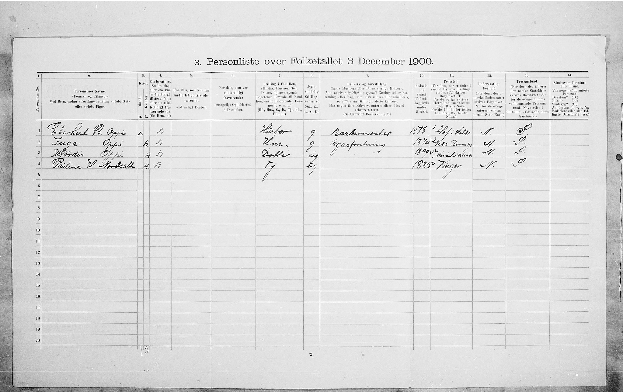 SAO, 1900 census for Kristiania, 1900, p. 88953