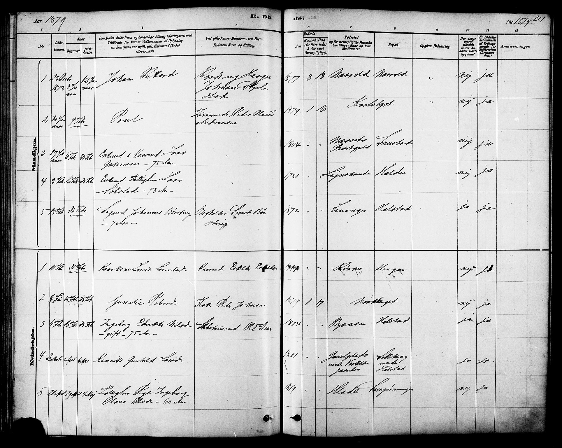 Ministerialprotokoller, klokkerbøker og fødselsregistre - Sør-Trøndelag, AV/SAT-A-1456/616/L0410: Parish register (official) no. 616A07, 1878-1893, p. 221