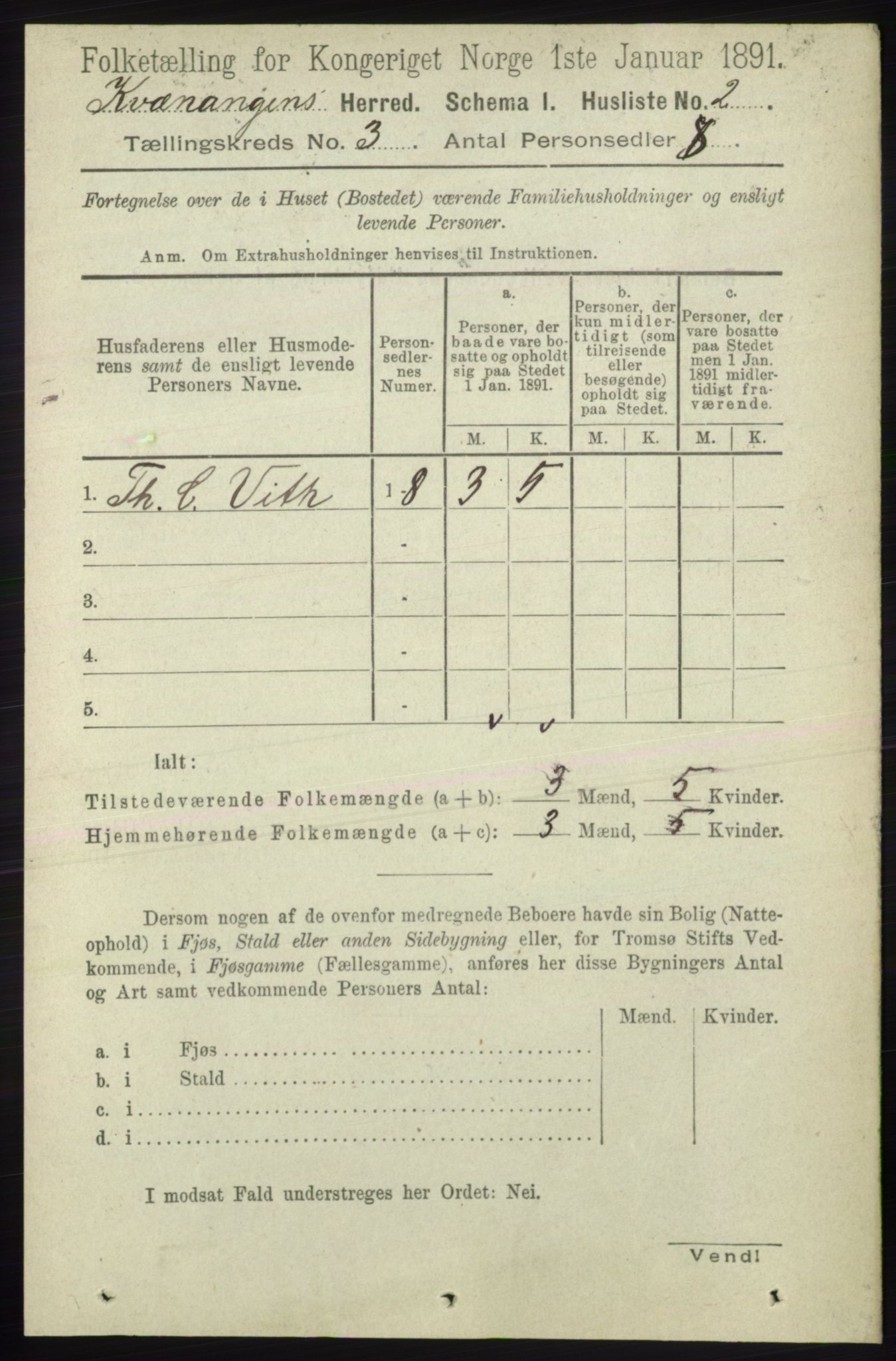 RA, 1891 census for 1943 Kvænangen, 1891, p. 1010