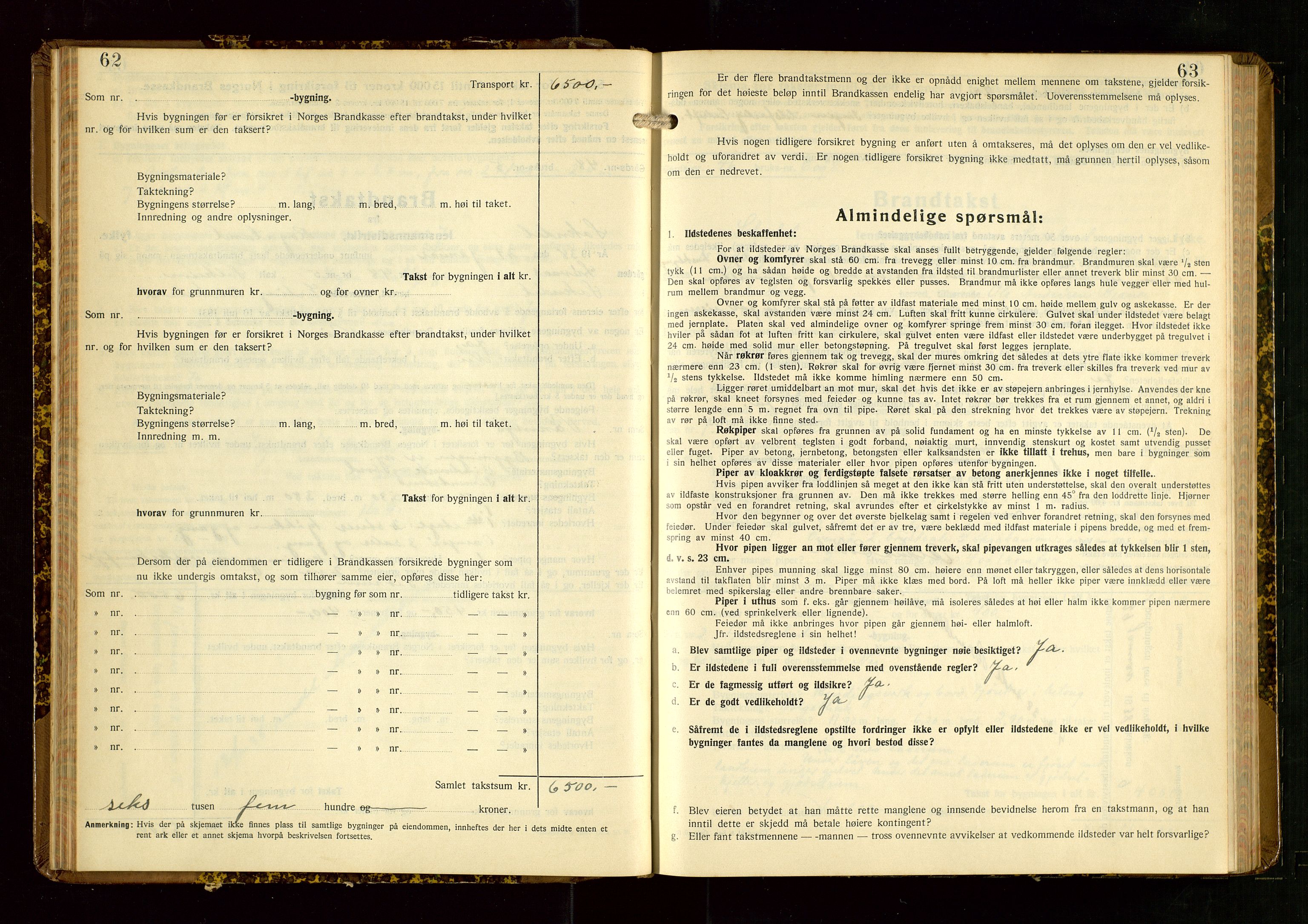 Sokndal lensmannskontor, AV/SAST-A-100417/Gob/L0008: "Brandtakst-Protokoll", 1937-1955, p. 62-63