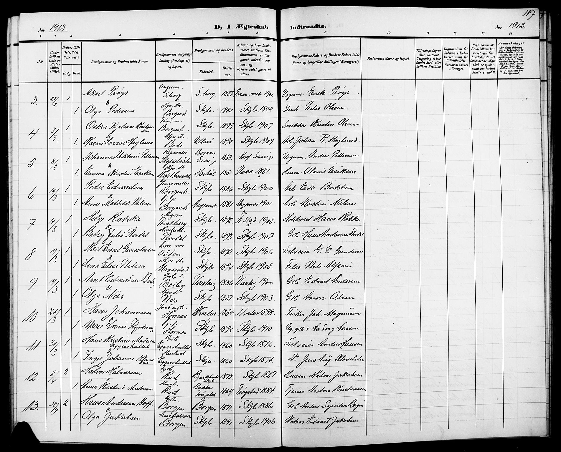 Skjeberg prestekontor Kirkebøker, AV/SAO-A-10923/G/Ga/L0002: Parish register (copy) no. I 2, 1901-1924, p. 147