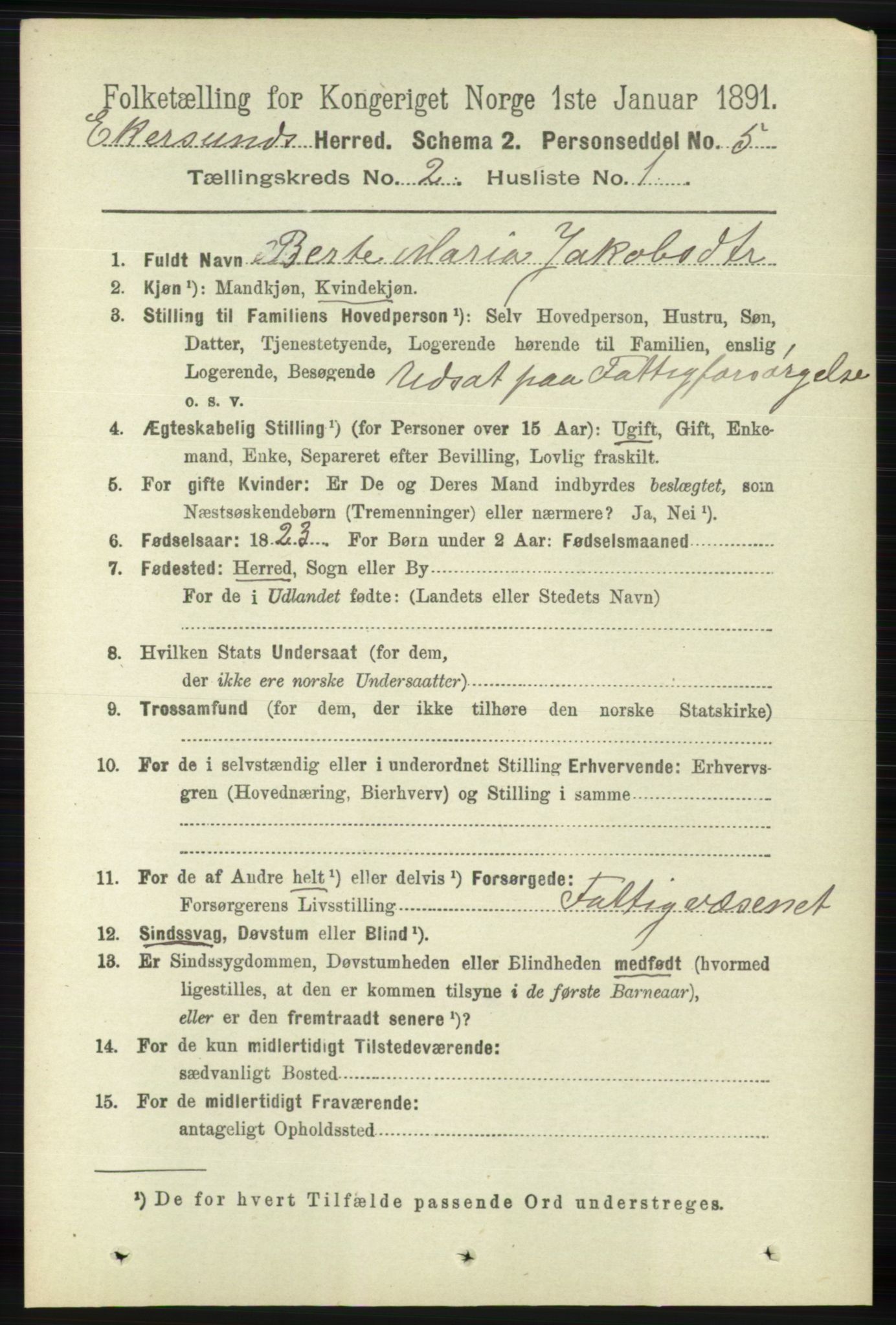 RA, 1891 census for 1116 Eigersund herred, 1891, p. 456