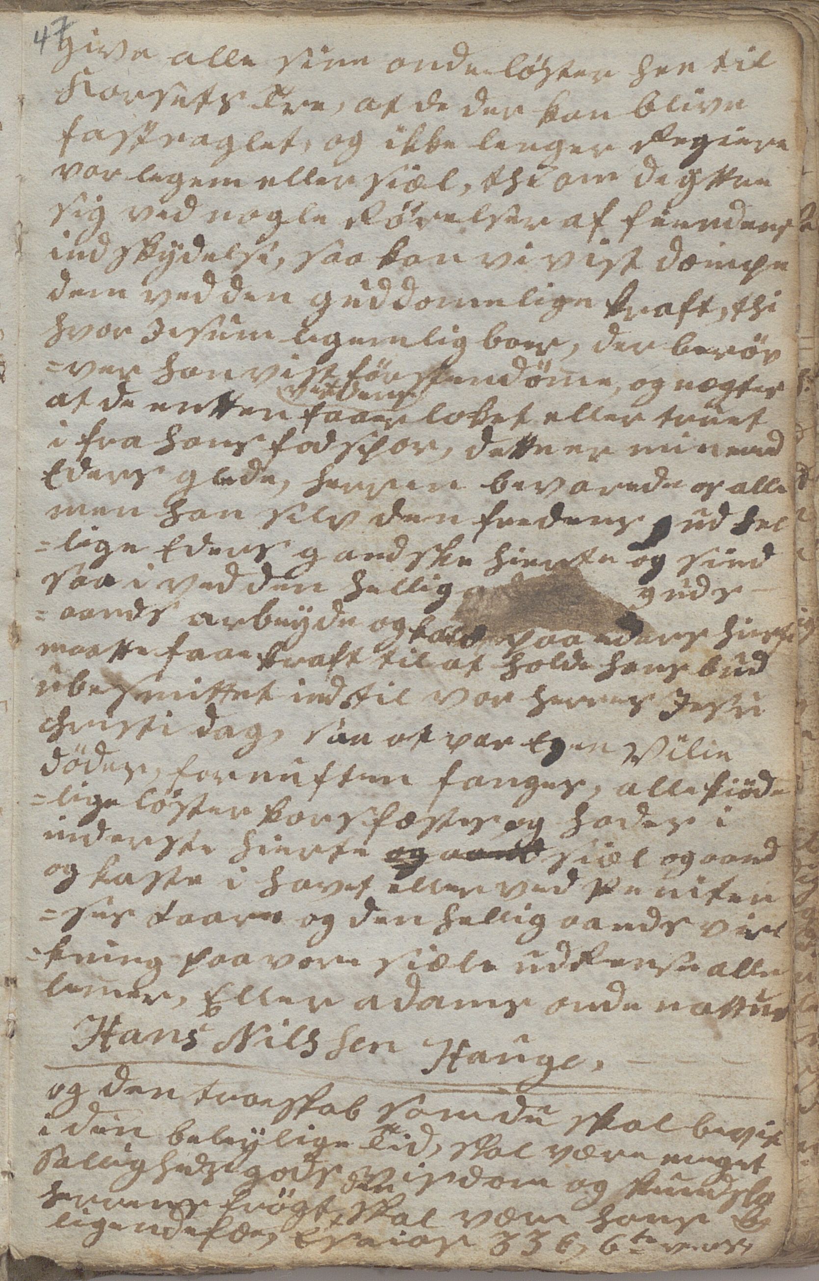 Heggtveitsamlingen, TMF/A-1007/H/L0046/0007: Brev, kopibøker, prekener, manus etc.  / "Fossem" - Kopibok. Sanger og brev, 1800-1802, p. 47