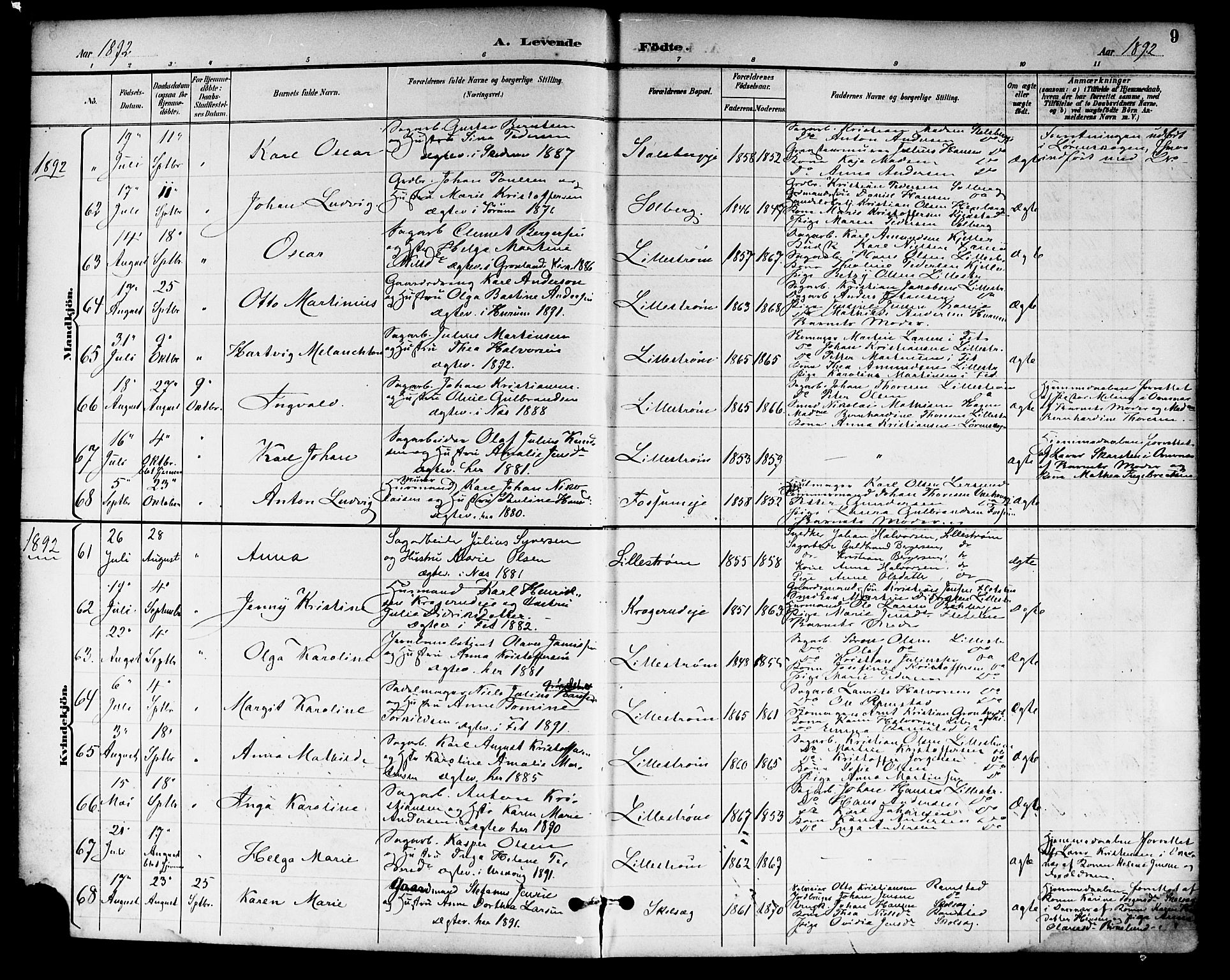 Skedsmo prestekontor Kirkebøker, SAO/A-10033a/F/Fa/L0014: Parish register (official) no. I 14, 1892-1901, p. 9