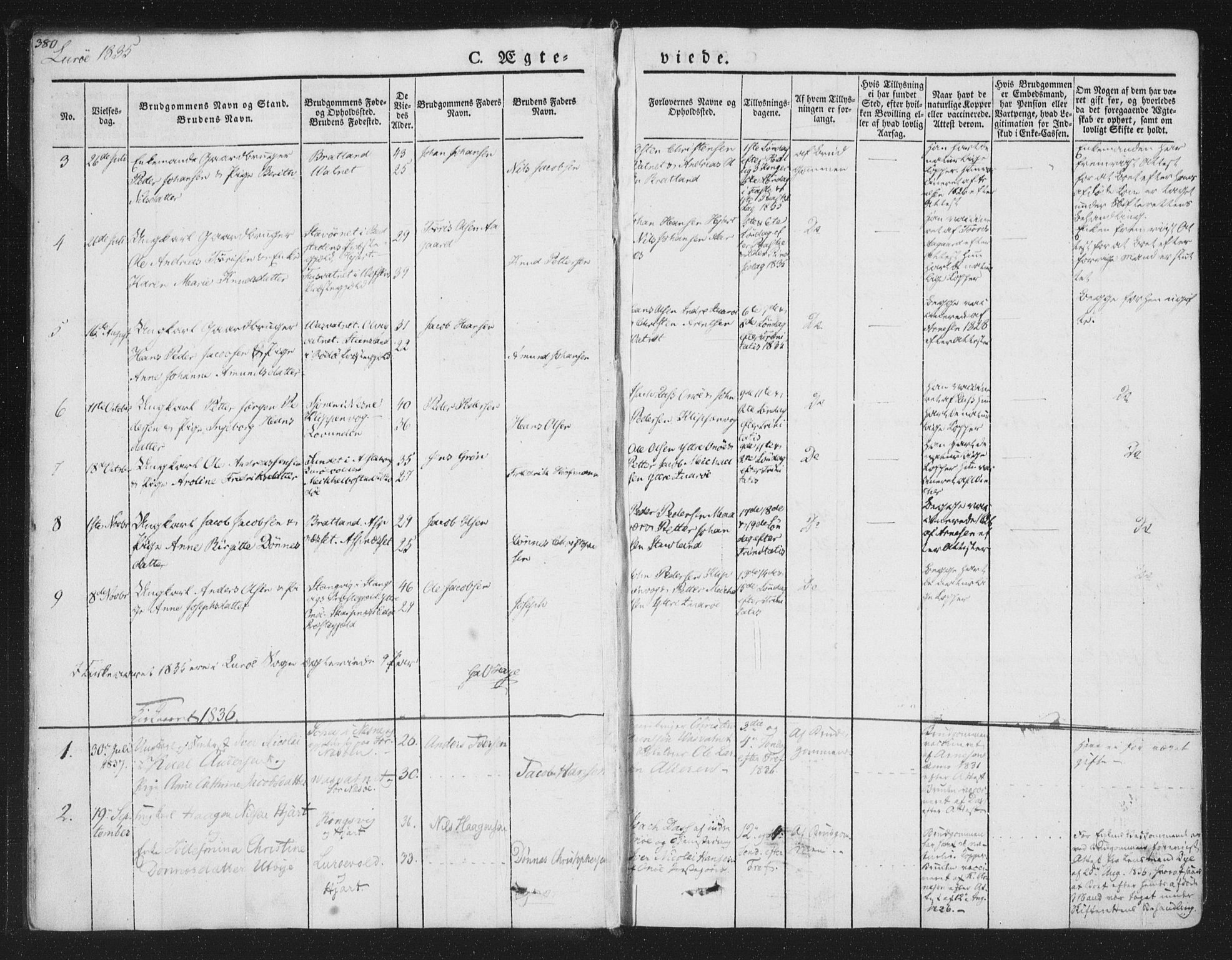 Ministerialprotokoller, klokkerbøker og fødselsregistre - Nordland, SAT/A-1459/839/L0566: Parish register (official) no. 839A03, 1825-1862, p. 380