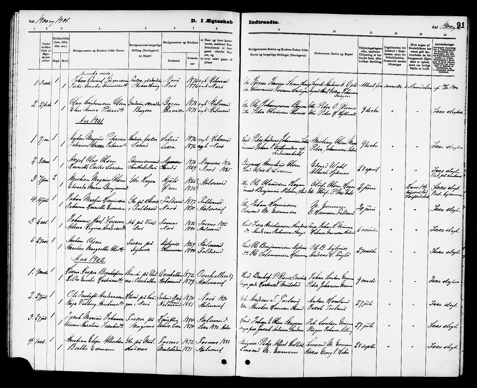 Ministerialprotokoller, klokkerbøker og fødselsregistre - Nord-Trøndelag, AV/SAT-A-1458/780/L0652: Parish register (copy) no. 780C04, 1899-1911, p. 91