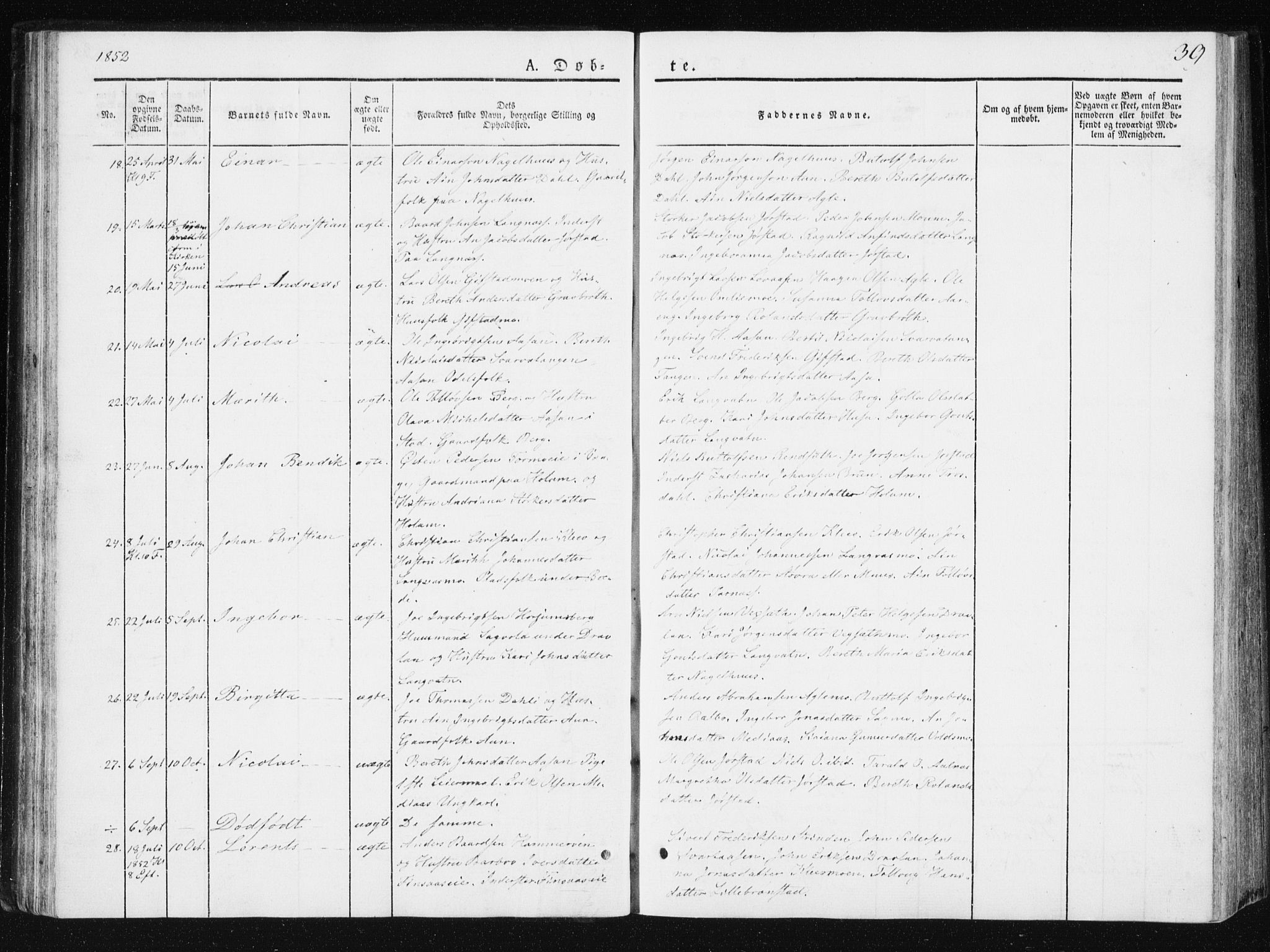 Ministerialprotokoller, klokkerbøker og fødselsregistre - Nord-Trøndelag, SAT/A-1458/749/L0470: Parish register (official) no. 749A04, 1834-1853, p. 39