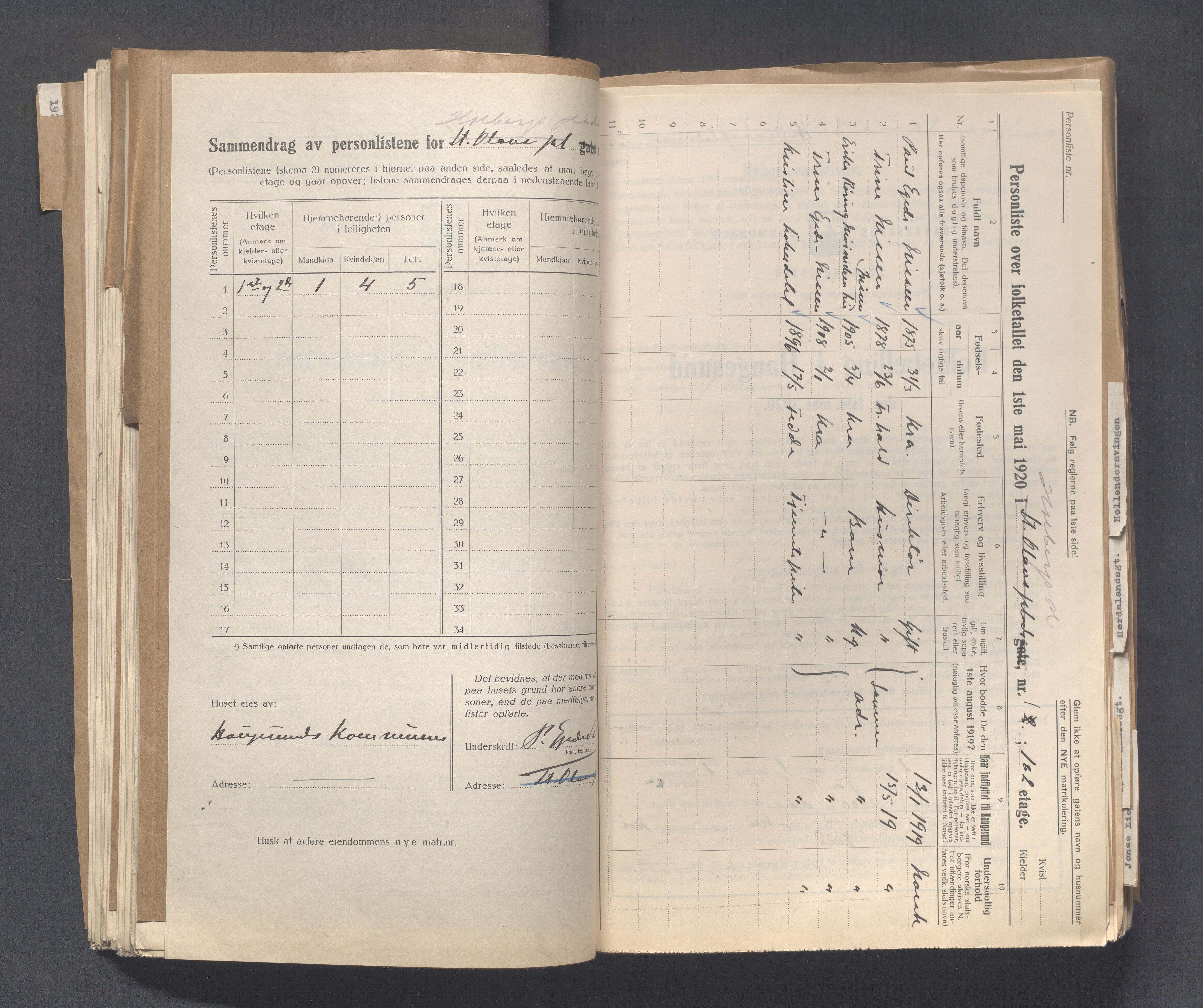 IKAR, Local census 1.5.1920 for Haugesund, 1920, p. 2169