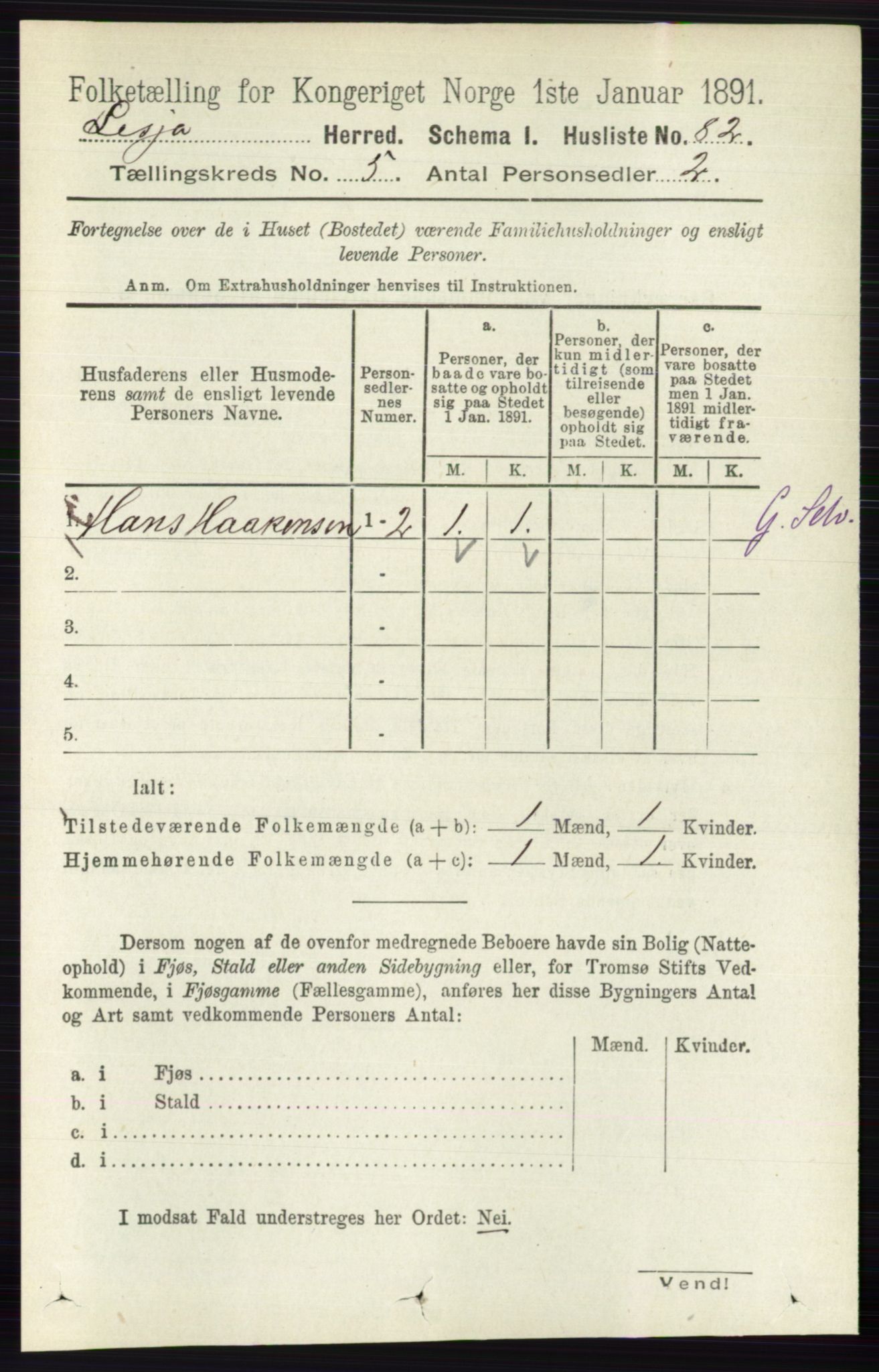 RA, 1891 census for 0512 Lesja, 1891, p. 1672