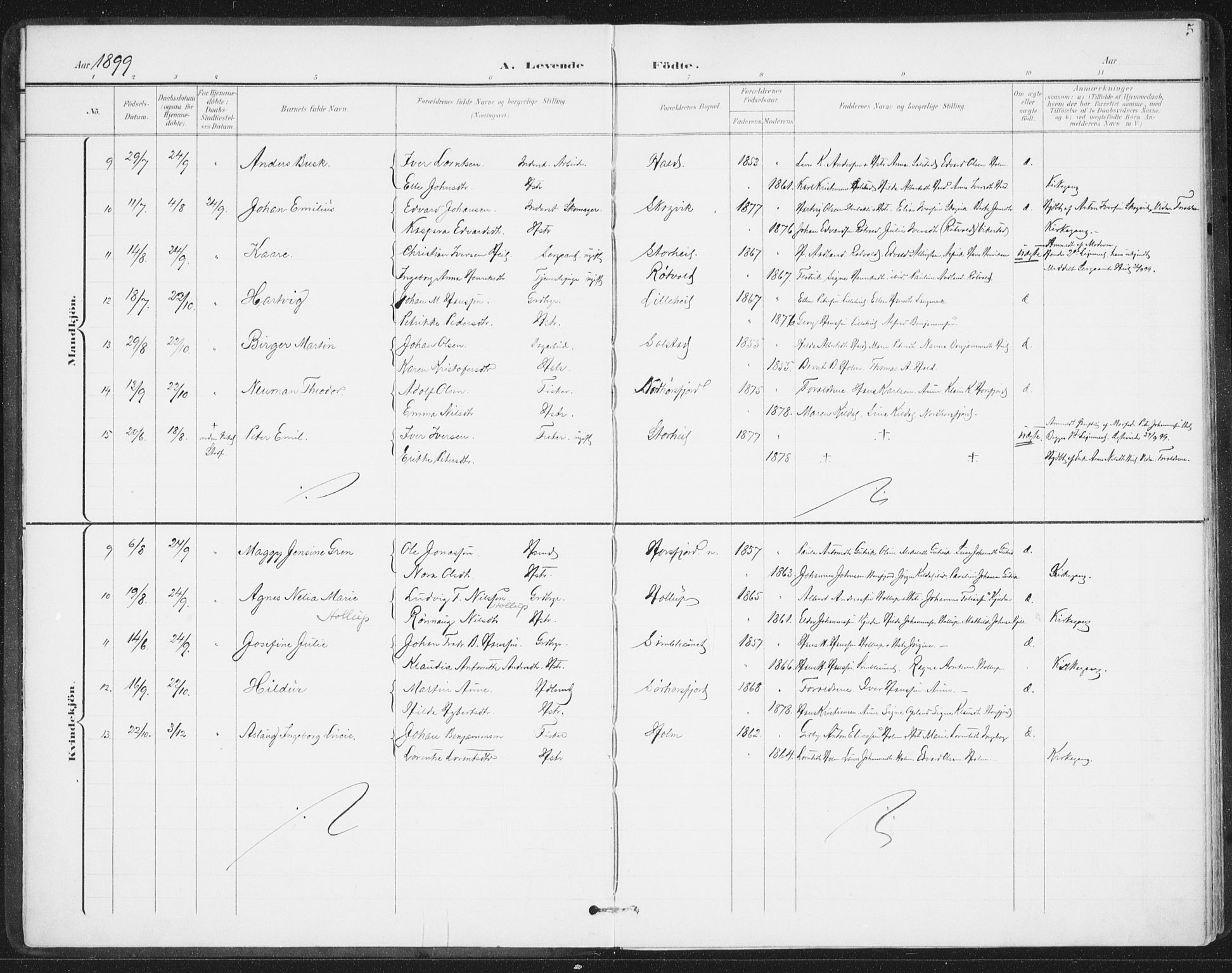 Ministerialprotokoller, klokkerbøker og fødselsregistre - Nordland, SAT/A-1459/811/L0167: Parish register (official) no. 811A04, 1899-1913, p. 5
