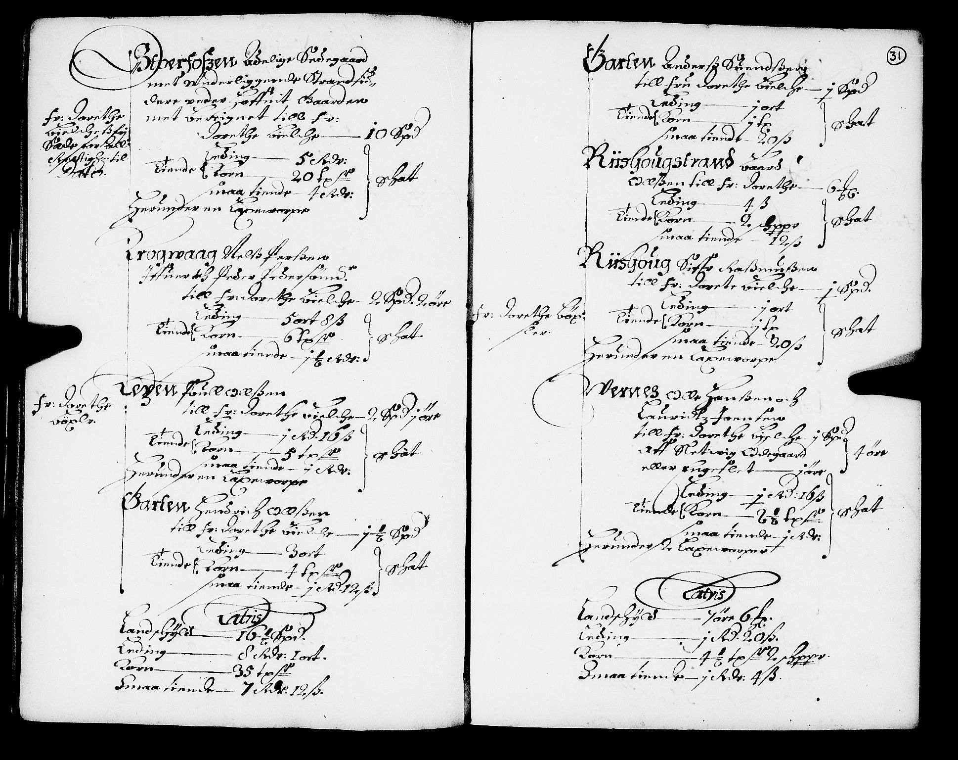 Rentekammeret inntil 1814, Realistisk ordnet avdeling, AV/RA-EA-4070/N/Nb/Nba/L0049: Fosen fogderi, 1668, p. 30b-31a