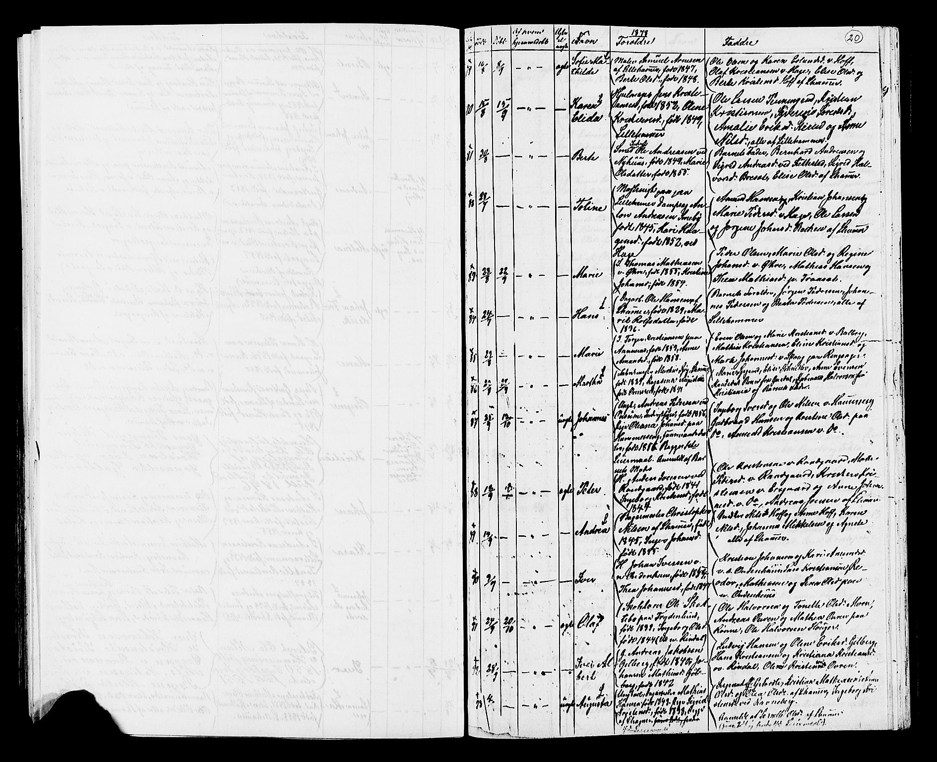 Fåberg prestekontor, SAH/PREST-086/H/Ha/Hab/L0007: Parish register (copy) no. 7, 1856-1891, p. 20