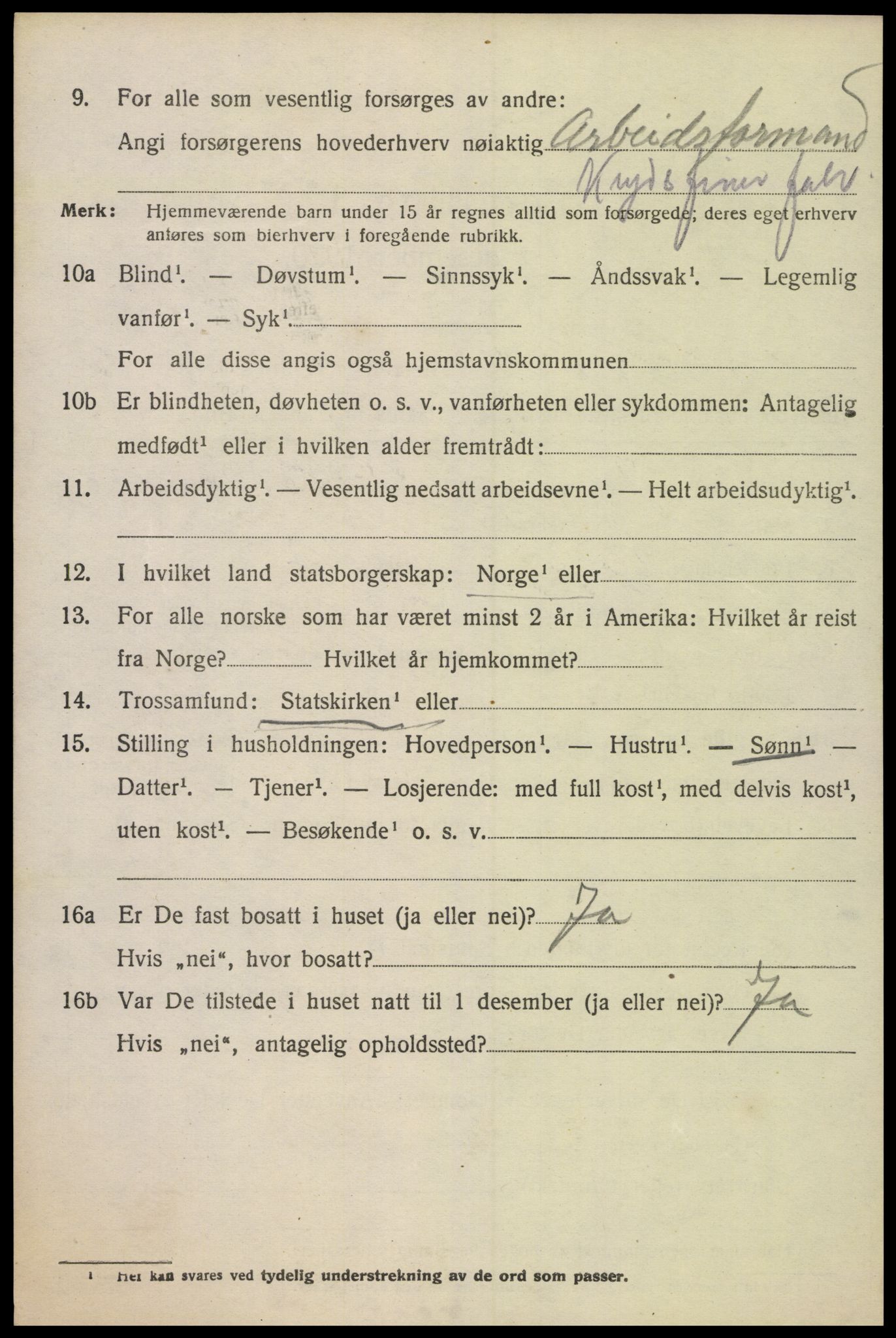 SAK, 1920 census for Oddernes, 1920, p. 5160