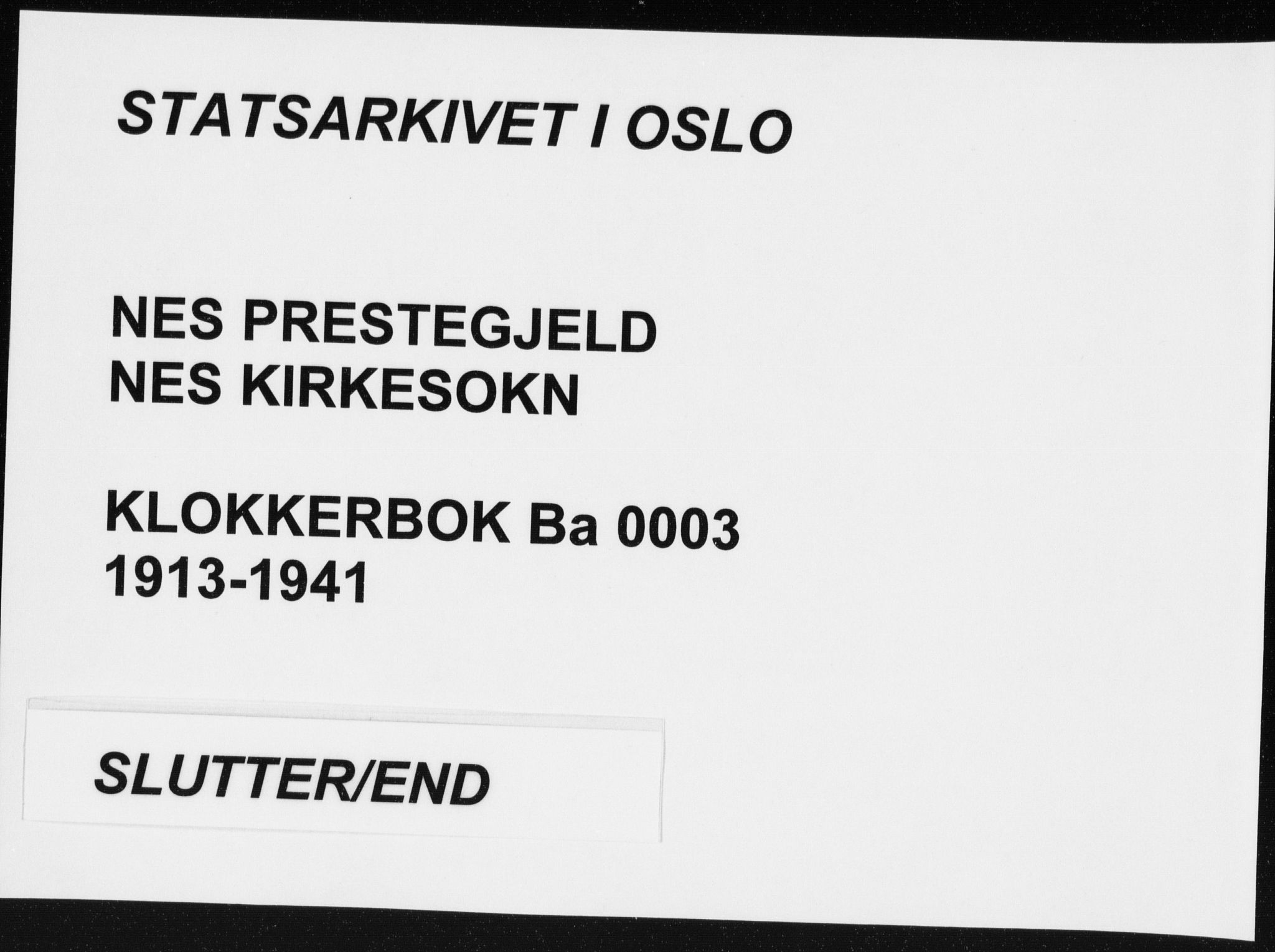 Nes prestekontor Kirkebøker, AV/SAO-A-10410/G/Ga/L0003: Parish register (copy) no. I 3, 1913-1941