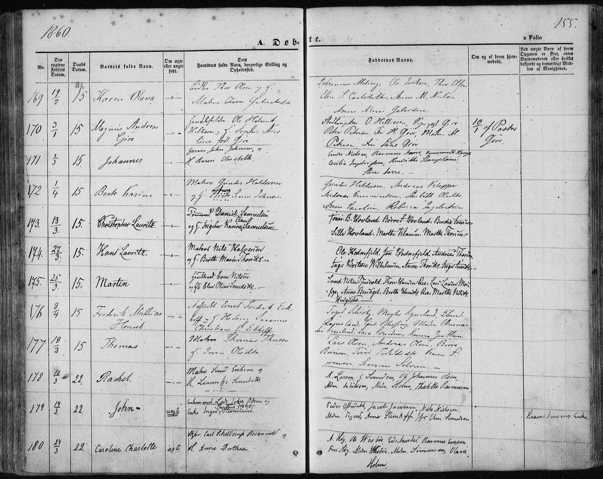 Domkirken sokneprestkontor, SAST/A-101812/001/30/30BA/L0017: Parish register (official) no. A 16, 1855-1867, p. 155
