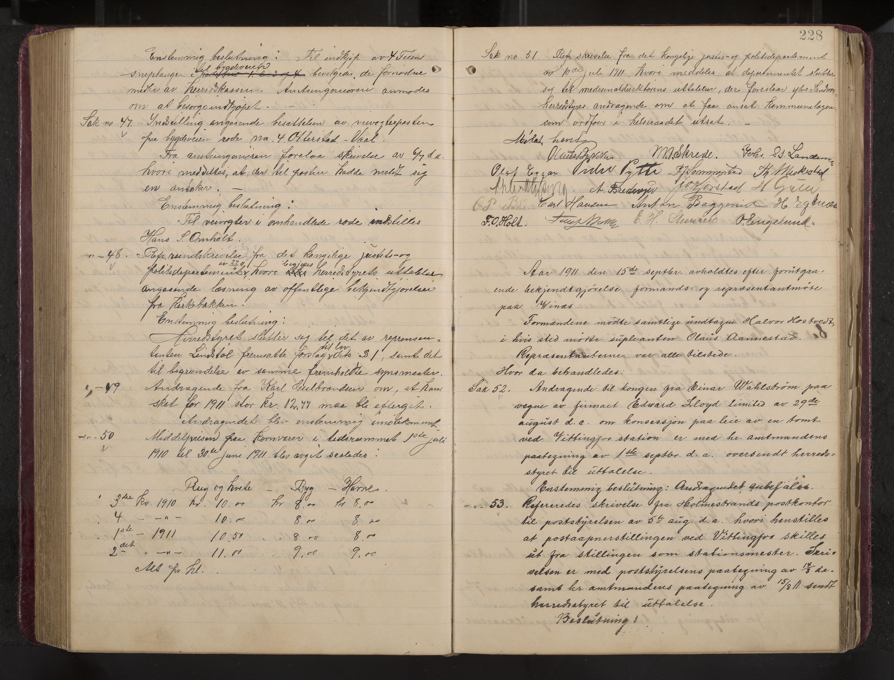 Ytre Sandsvær formannskap og sentraladministrasjon, IKAK/0629021/A/Aa/L0001: Møtebok med register, 1902-1919, p. 228