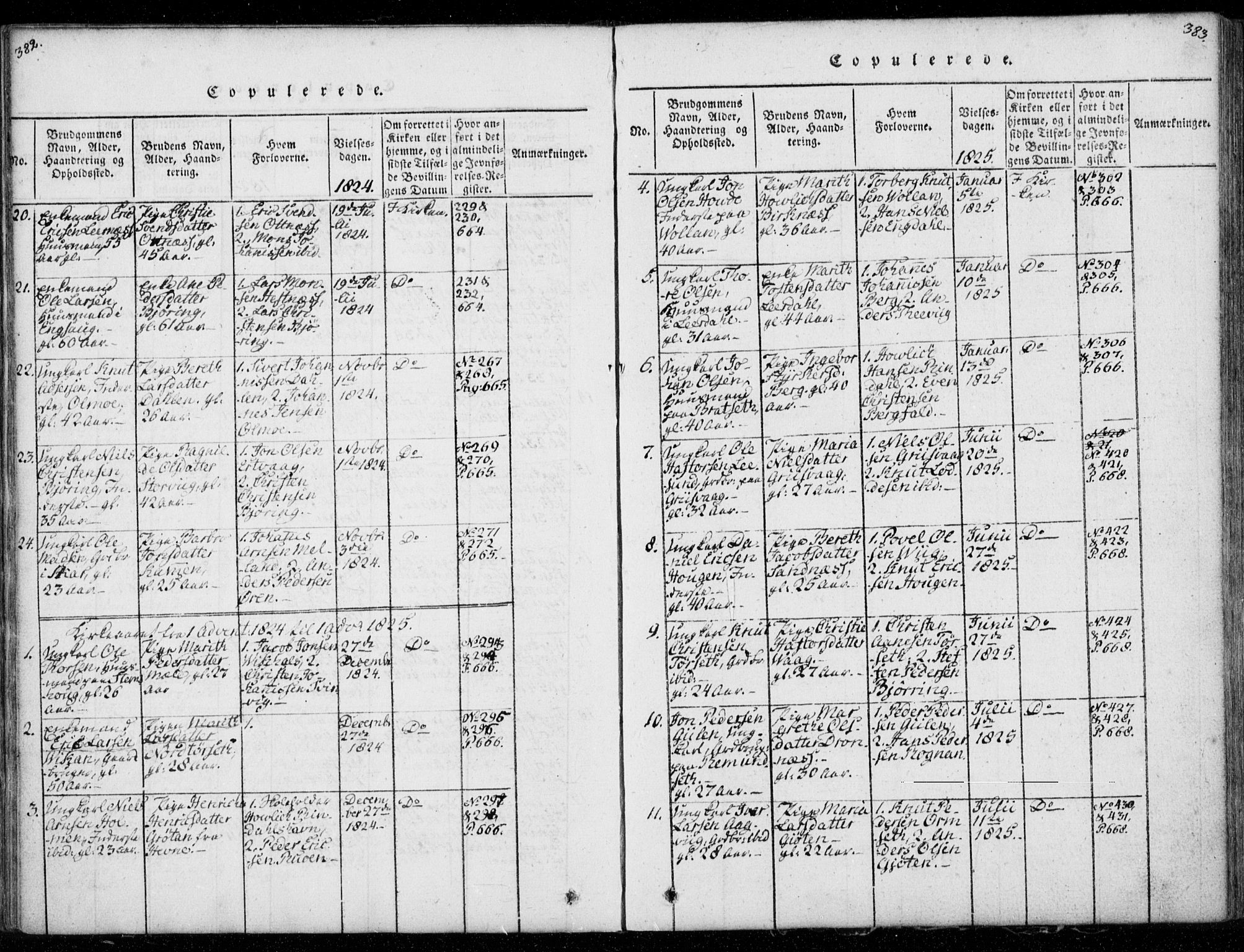 Ministerialprotokoller, klokkerbøker og fødselsregistre - Møre og Romsdal, AV/SAT-A-1454/578/L0903: Parish register (official) no. 578A02, 1819-1838, p. 382-383