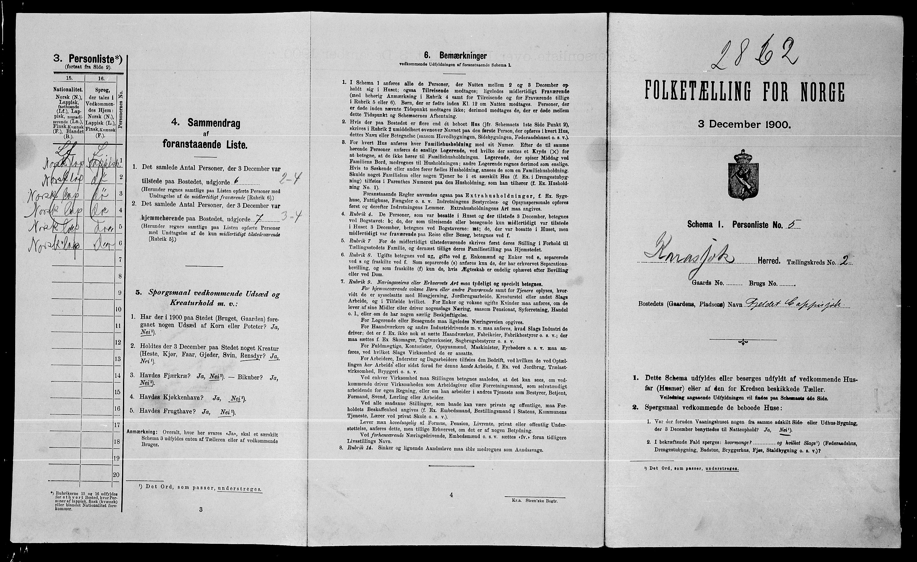 SATØ, 1900 census for Karasjok, 1900, p. 122